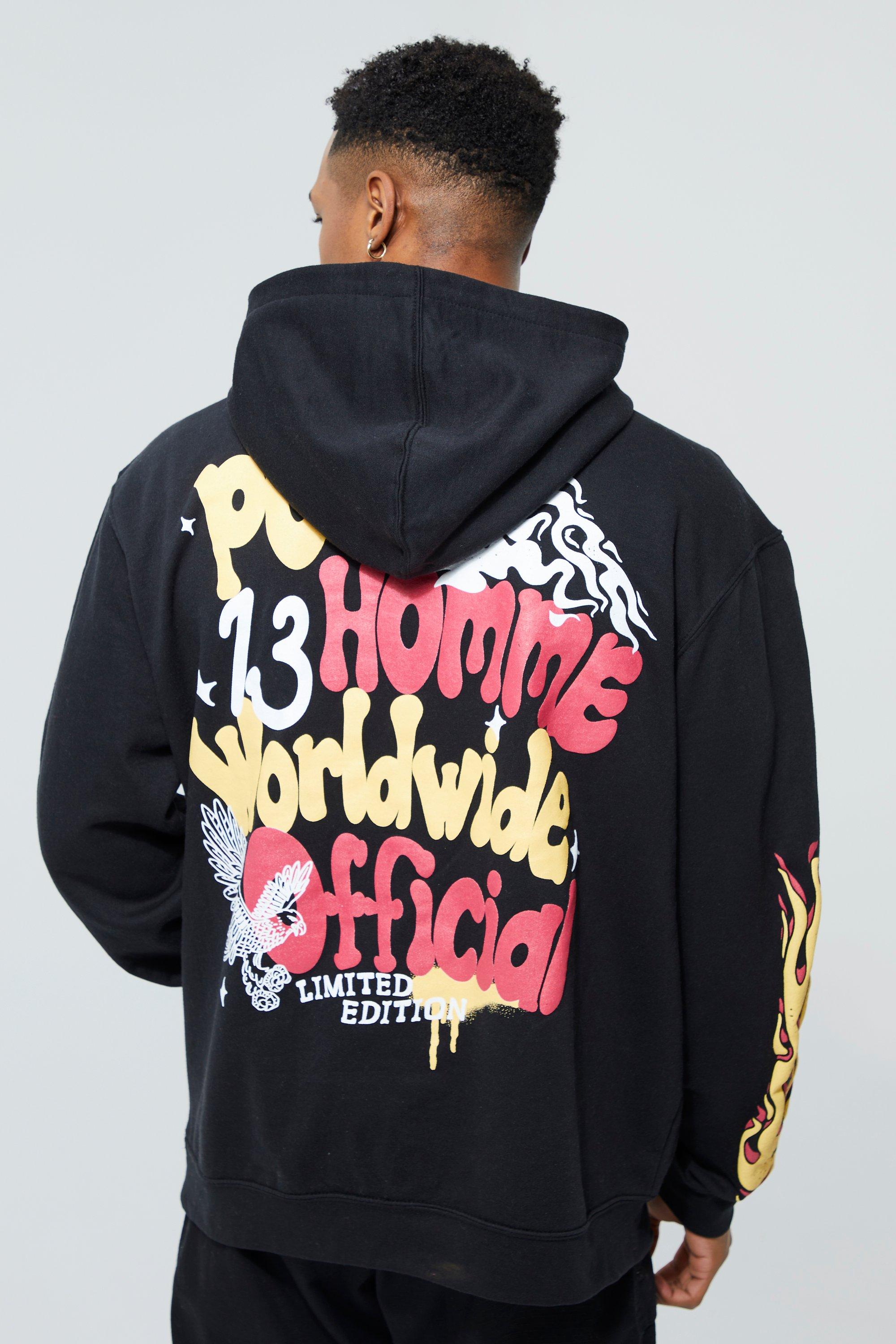 Oversized Worldwide Puff Print Hoodie