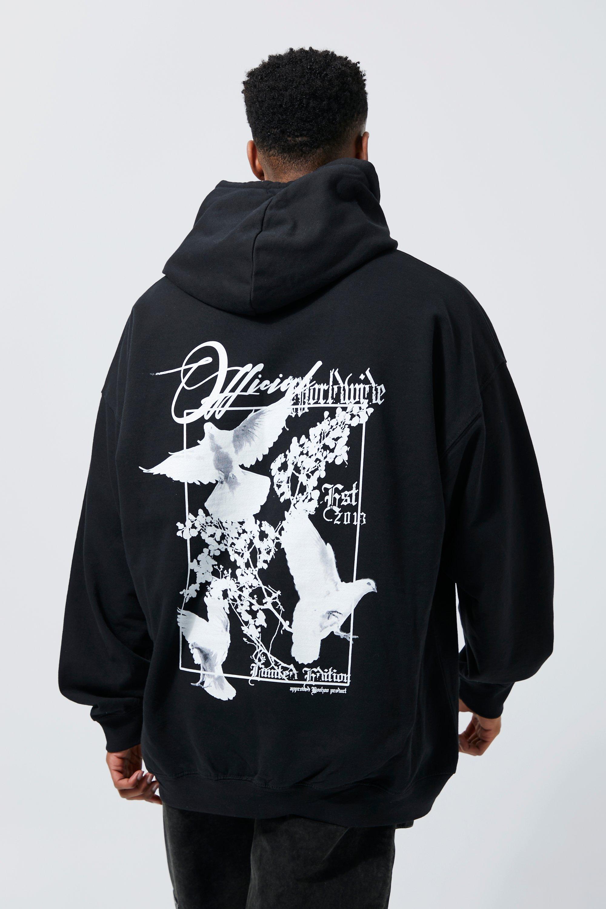 Oversized Dove Back Graphic Hoodie | boohooMAN USA