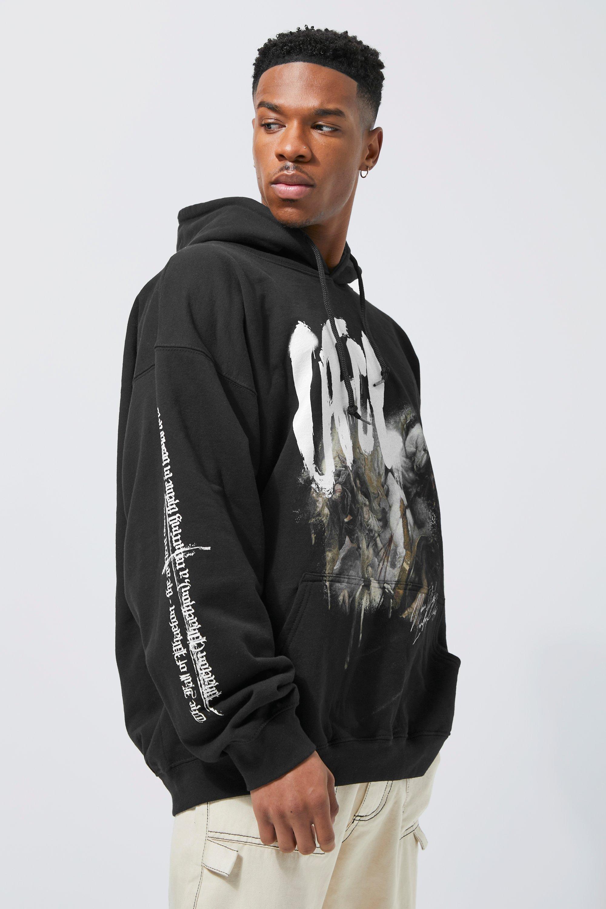 Men's Oversized Washed Renaissance Graphic Hoodie