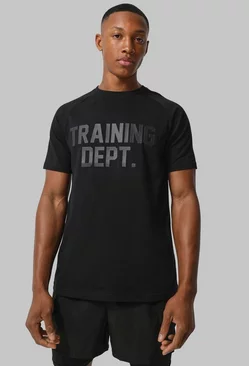 Black Man Active Muscle Fit Training Dept T Shirt
