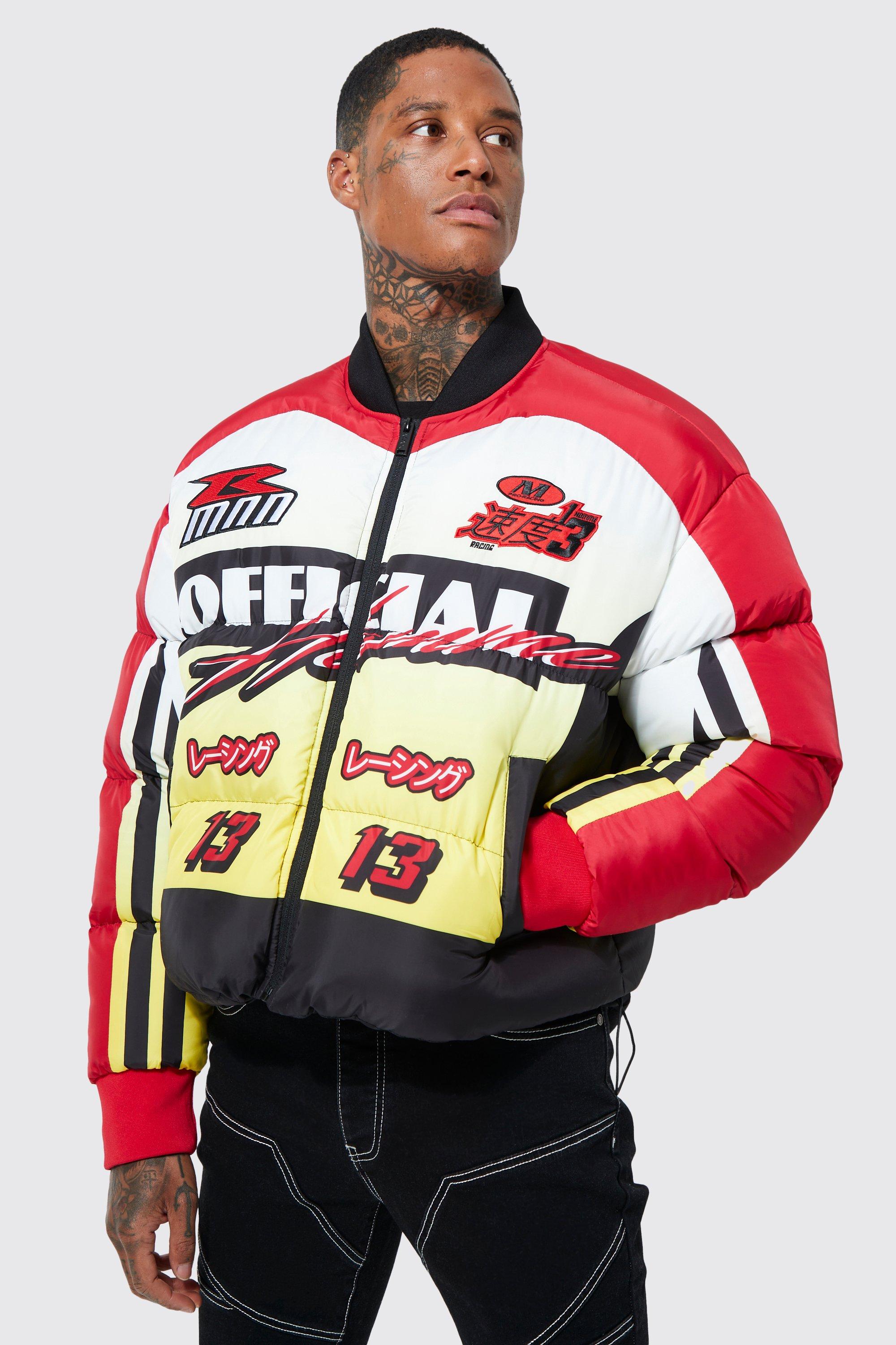 boohooMAN Men's Boxy Embossed Ombre Moto Jacket