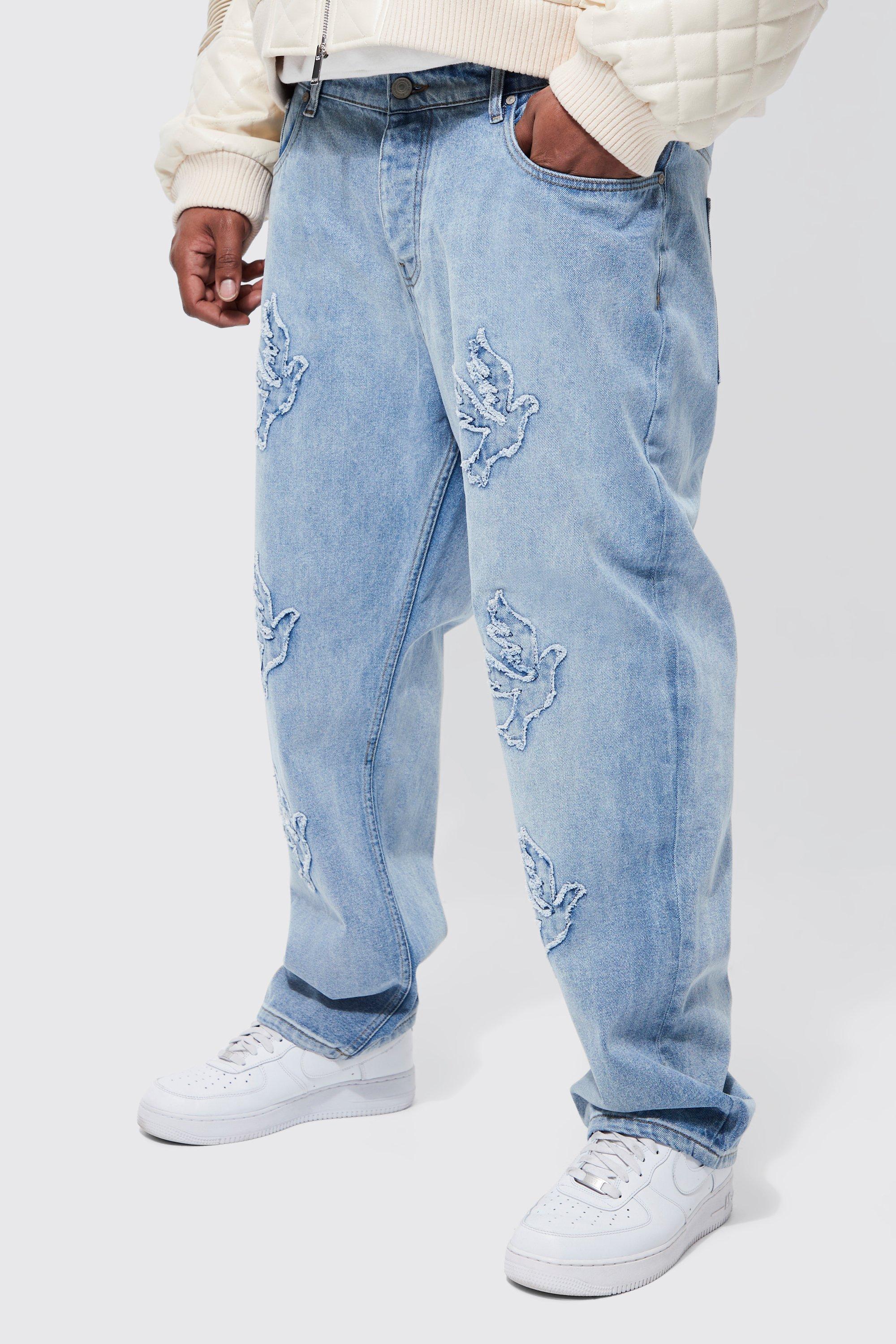 Straight Leg Man Laser Print Jeans