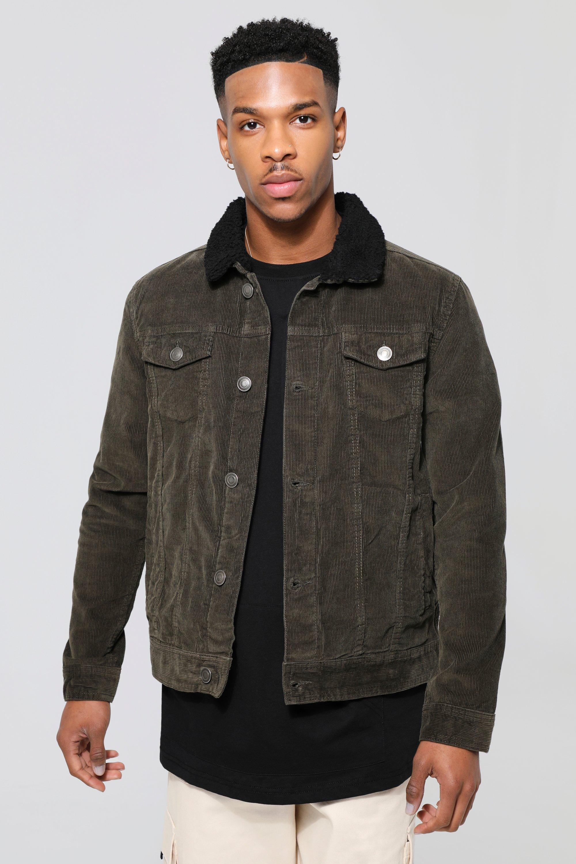 Corduroy Jacket With Borg Collar | boohooMAN USA