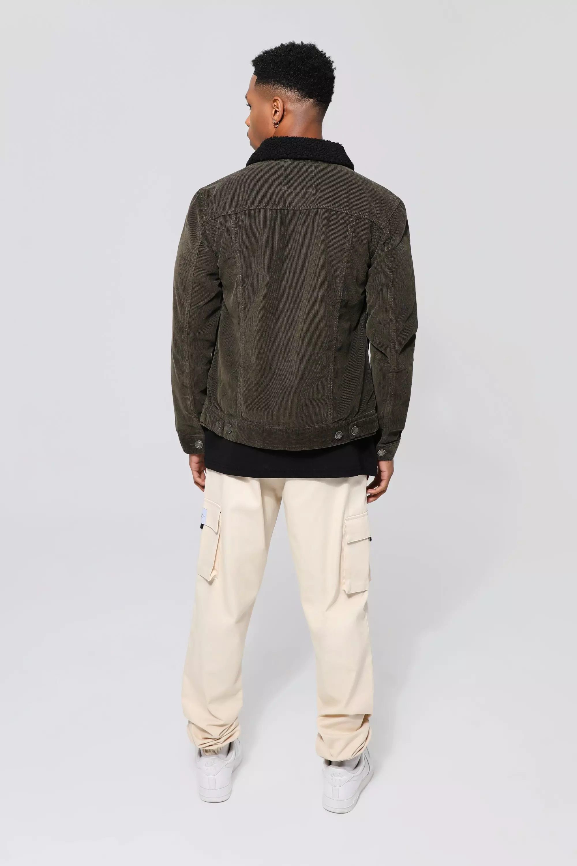 Corduroy Jacket With Borg Collar boohooMAN USA