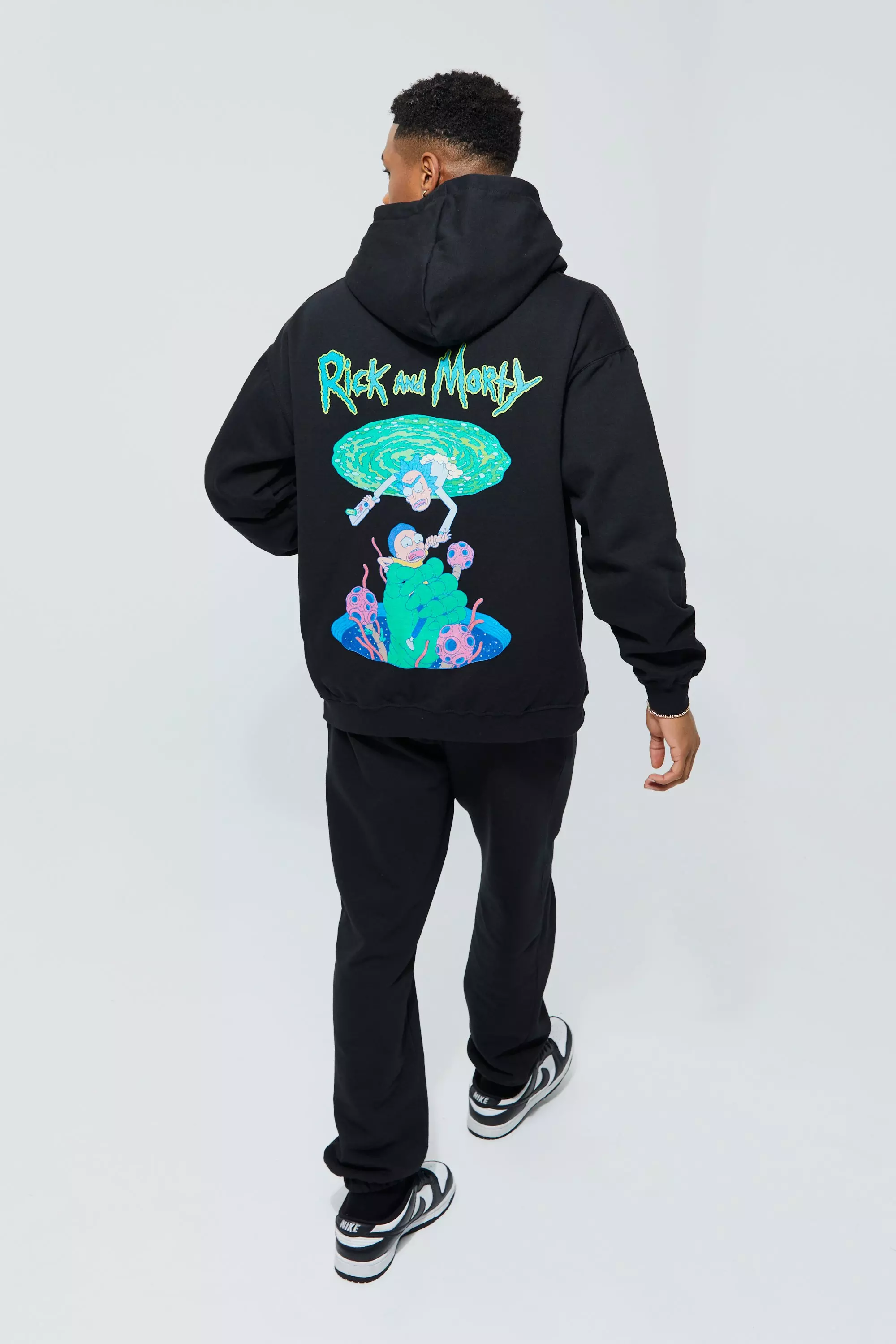 Oversized Rick Morty License Hoodie boohooMAN UK