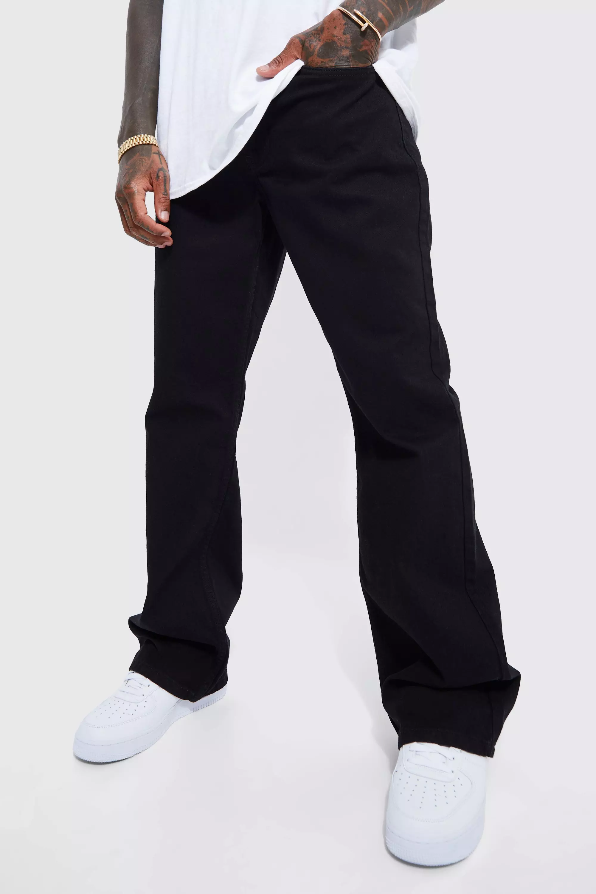 Black Relaxed Rigid Flare Jeans