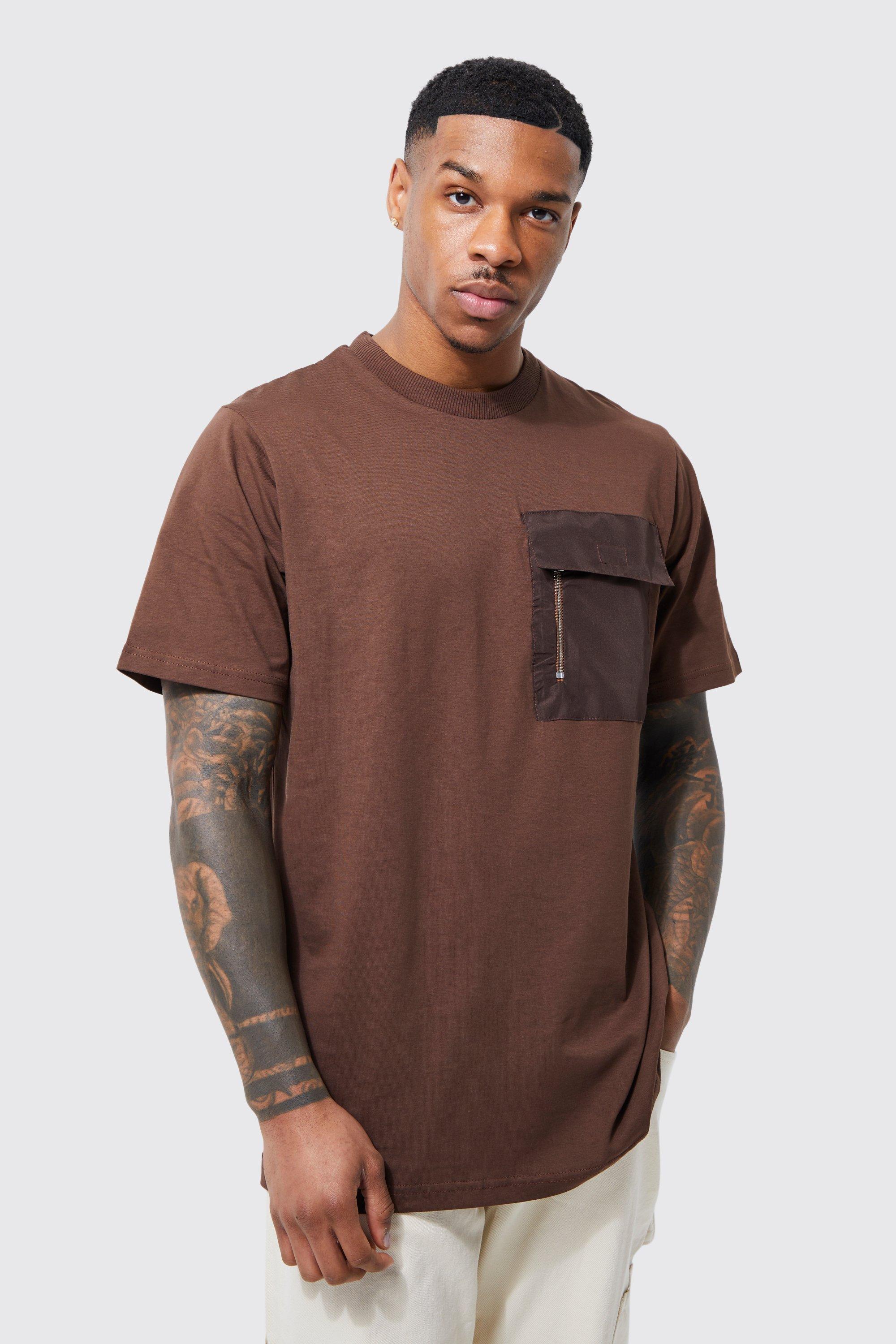 Men's Chest Pocket Short Sleeve Distressed Mesh T-Shirt