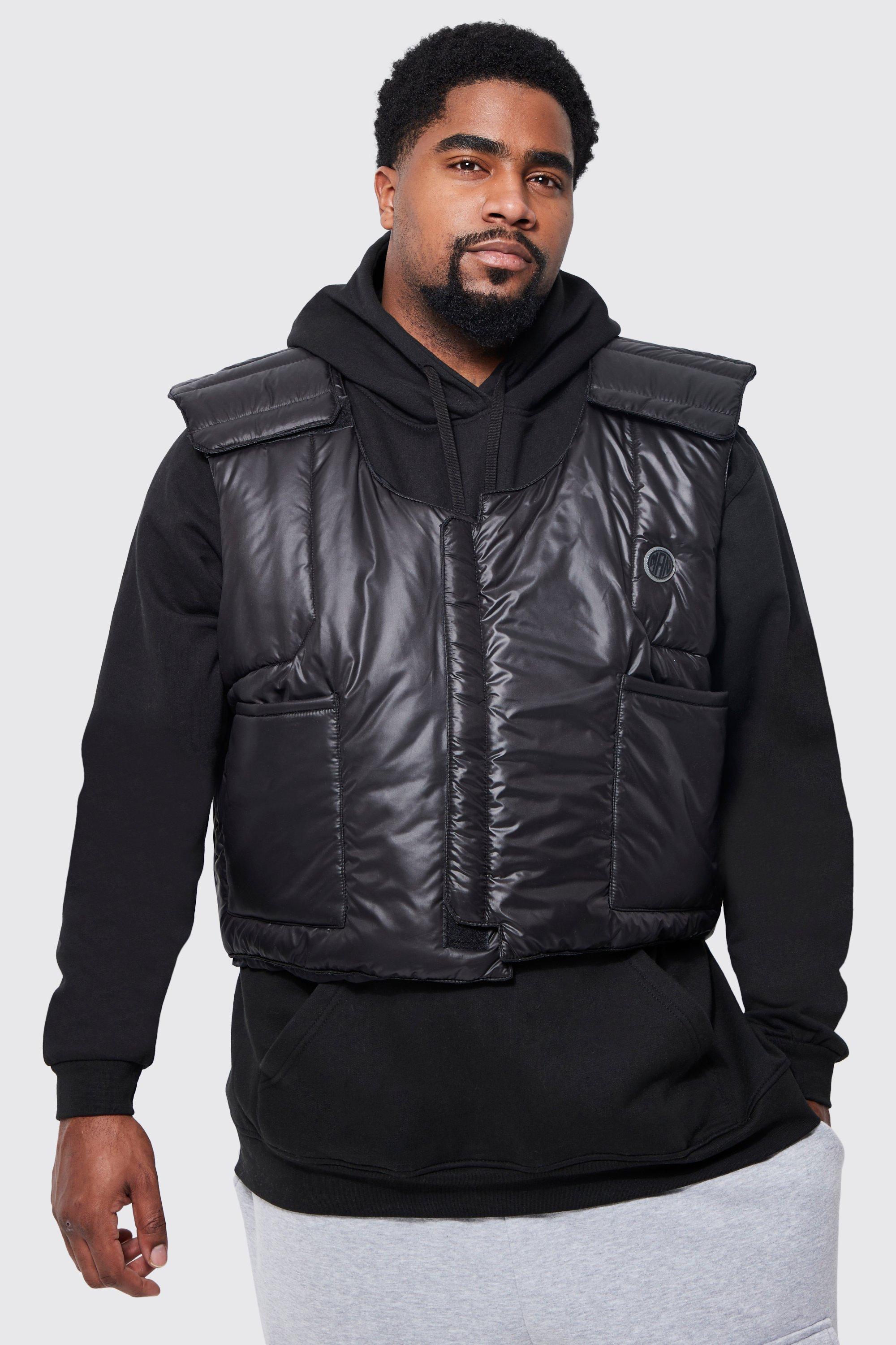 Plus Padded Vest With Concealed Placket | boohooMAN USA