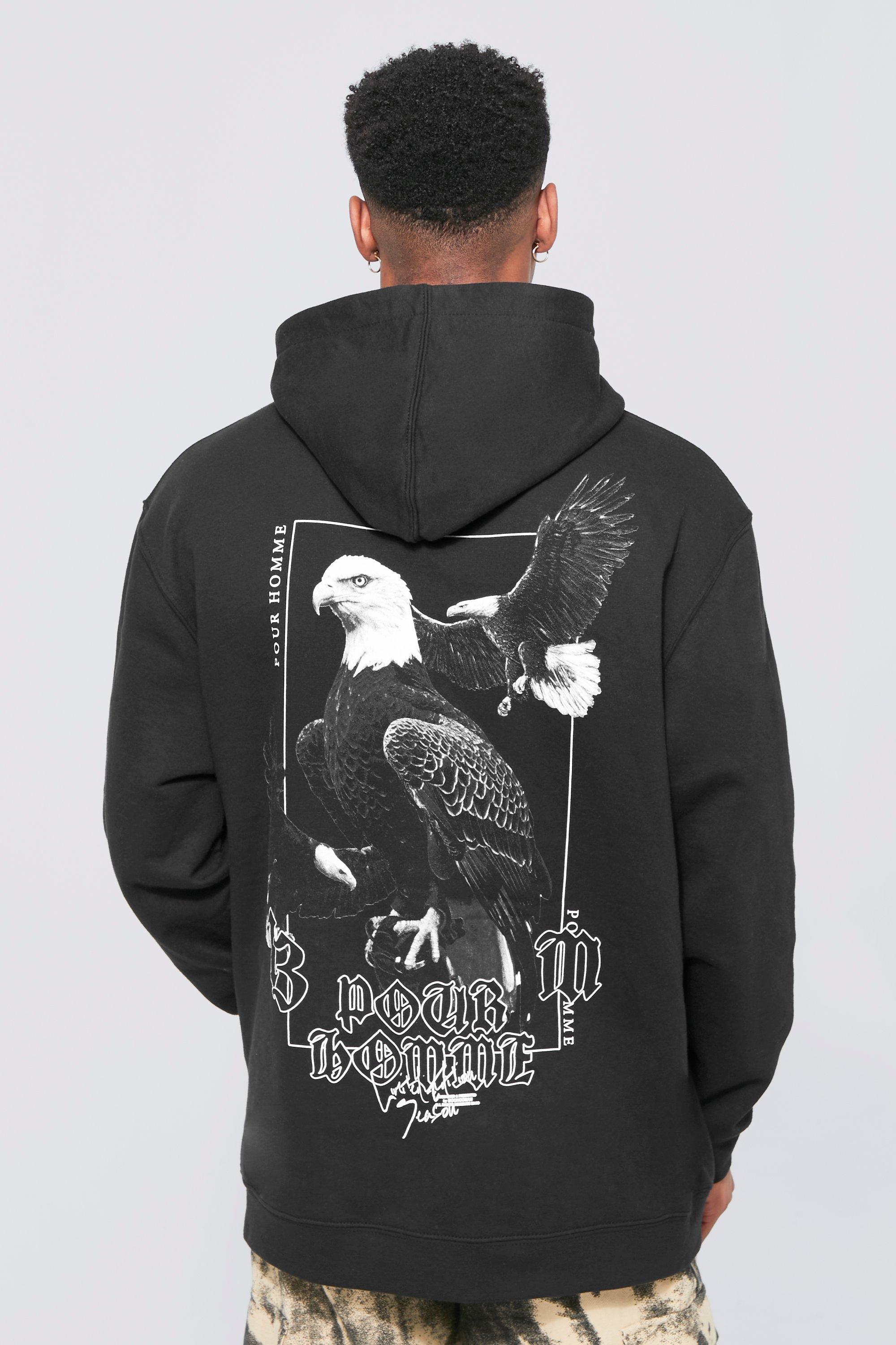 Oversized Bird Graphic Hoodie | boohooMAN USA