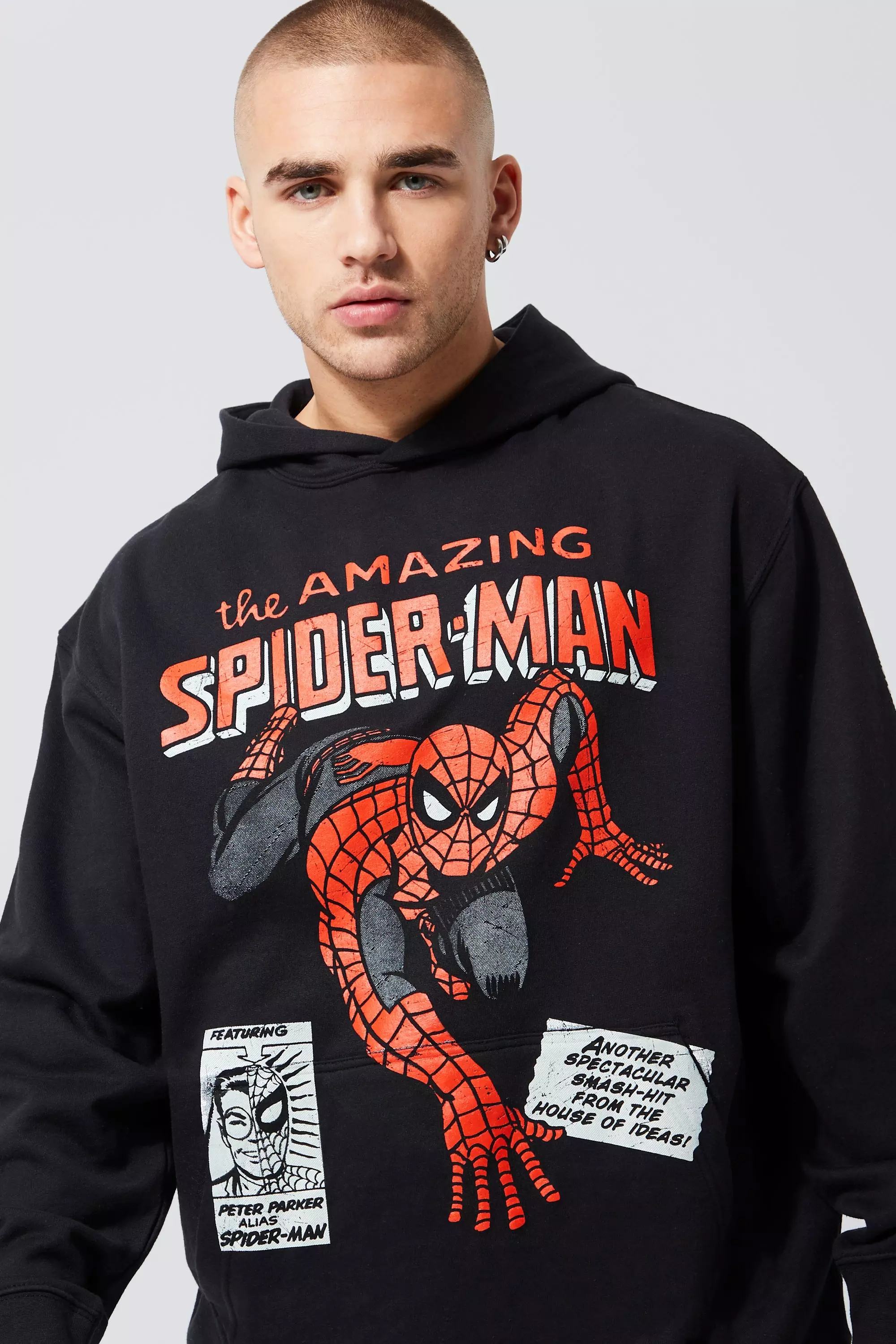 Oversized Spiderman License Hoodie boohooMAN