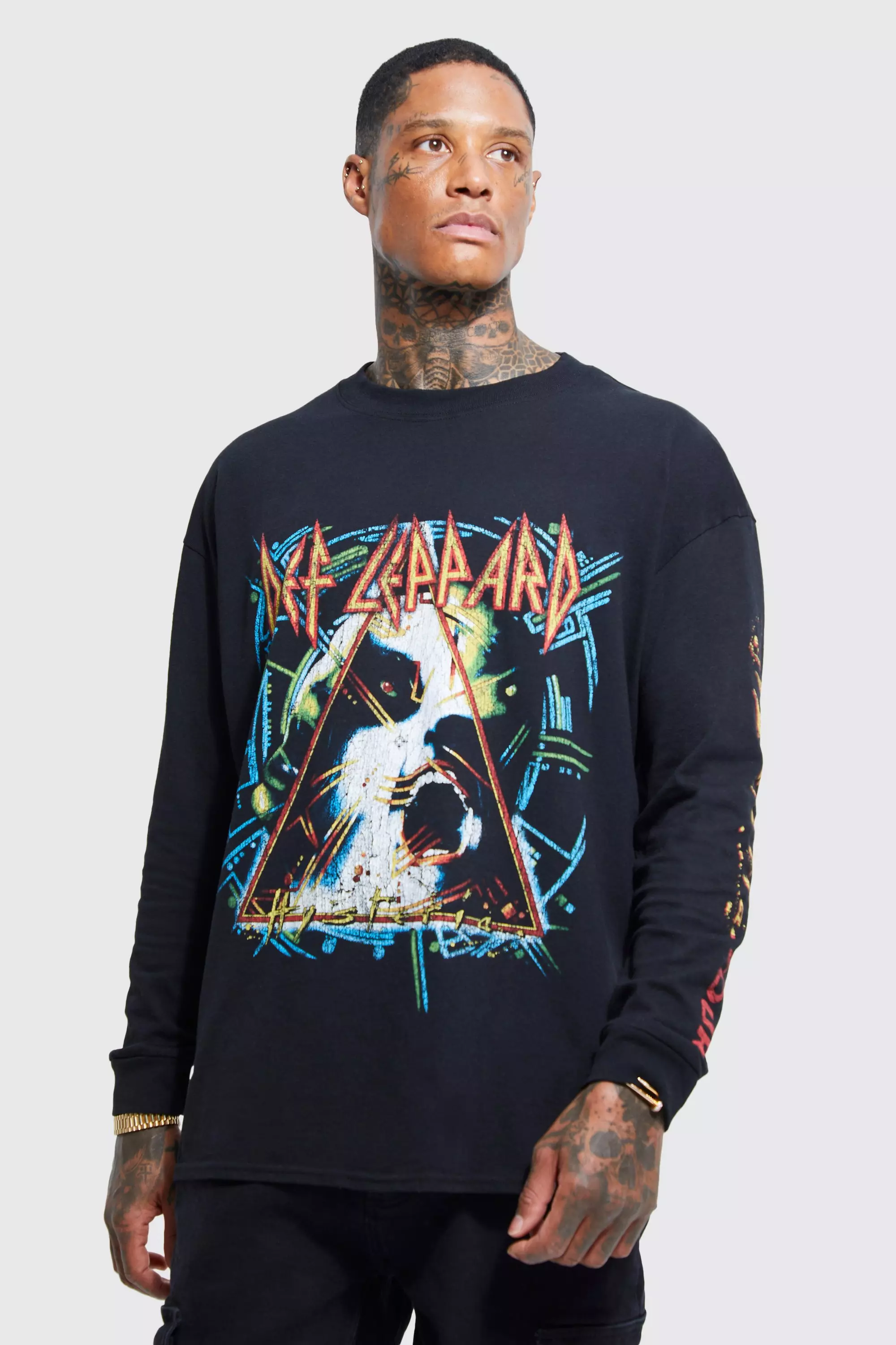 Oversized Def Leppard Long Sleeve T shirt boohooMAN