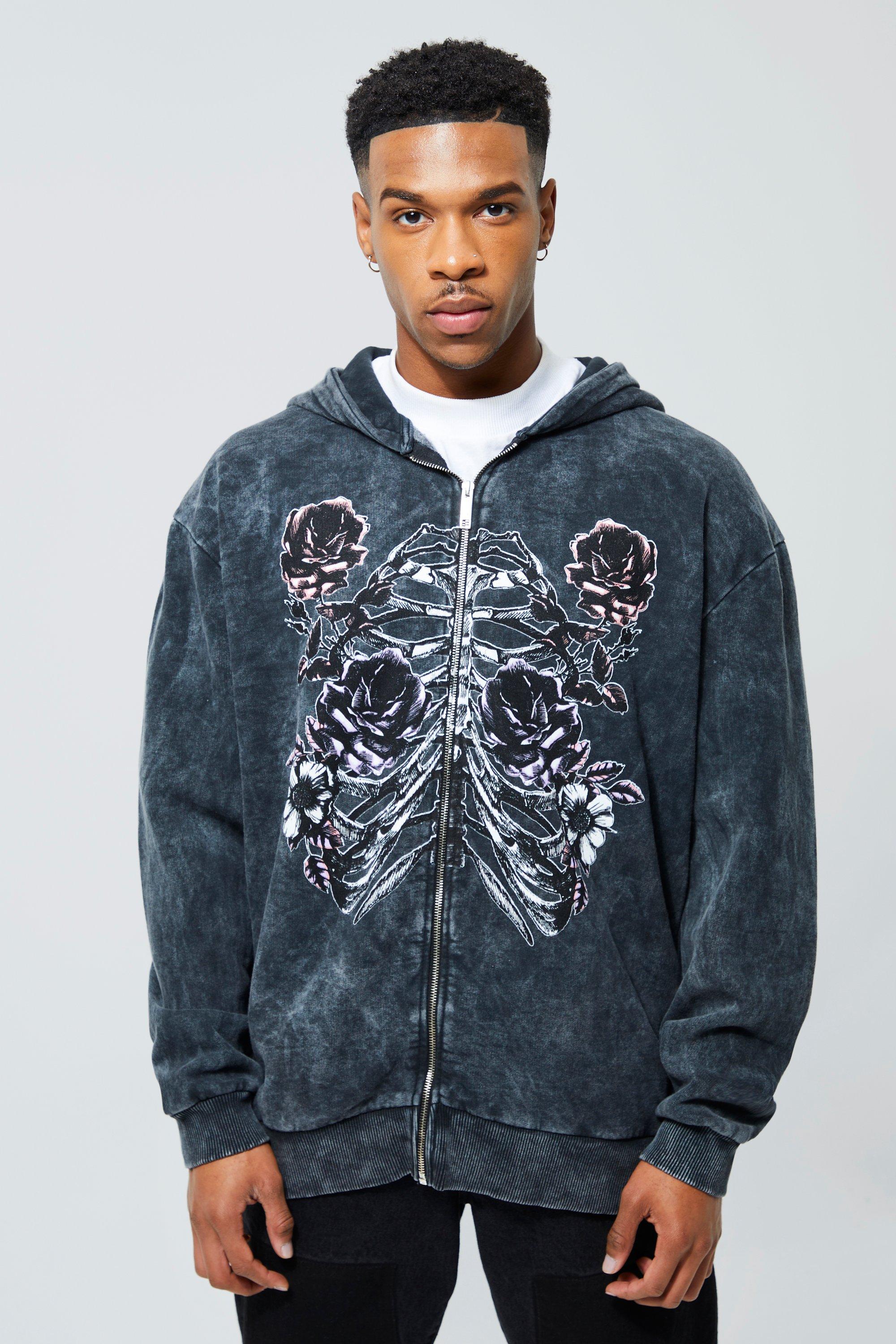 Boohooman acid wash cheap hoodie