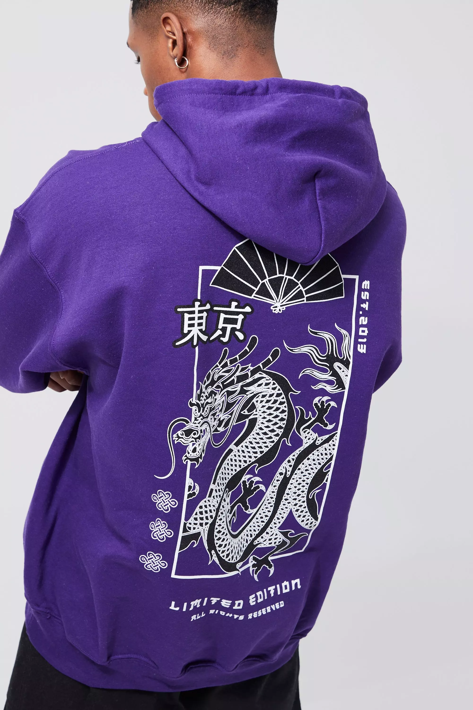 Oversized Overdye Graphic Hoodie | boohooMAN USA