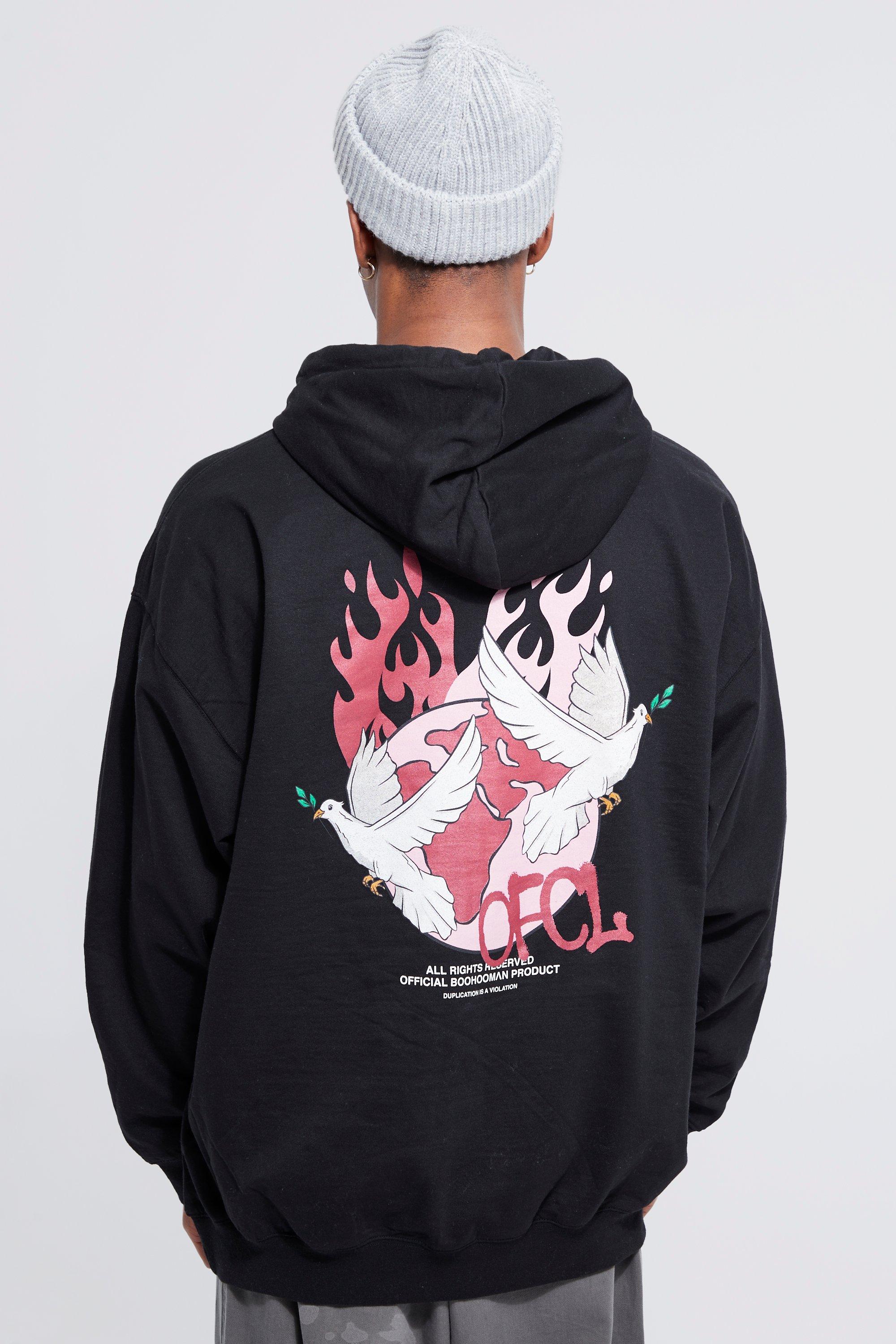 Oversized Graphic Zip Through Hoodie