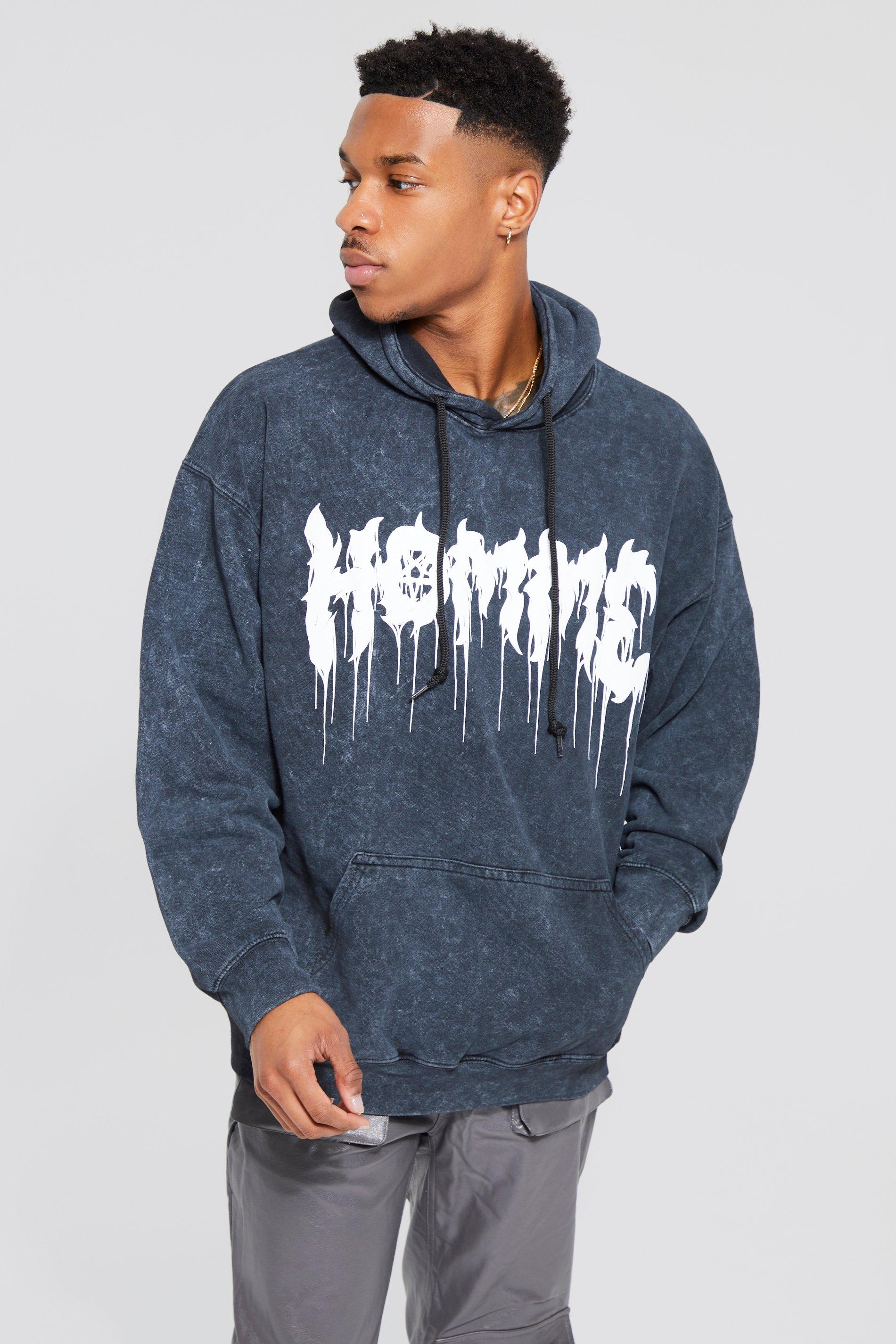 Boohooman acid wash hoodie new arrivals