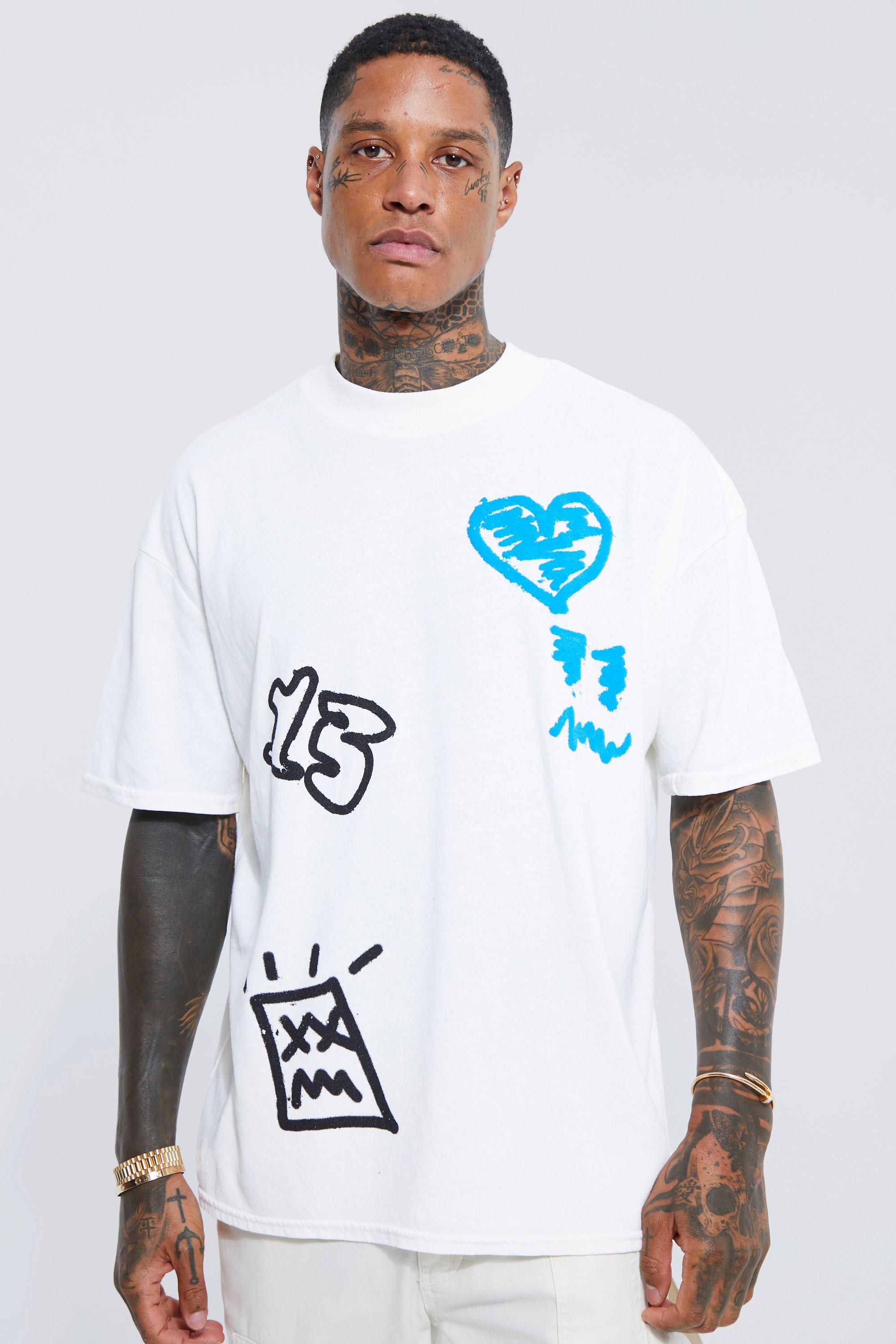 GRAFFITI PRINT T-SHIRT - Ecru