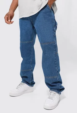 Relaxed Fit Carpenter Jeans With Drop Crotch Mid blue