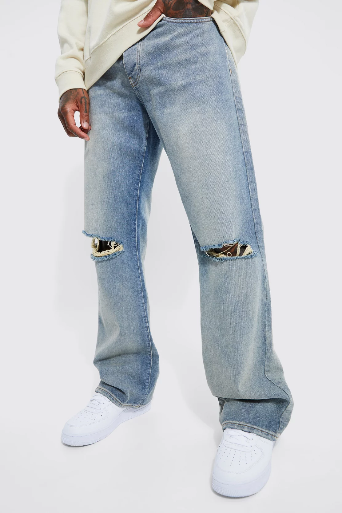 boohooman.com | Baggy Rigid Flare Jeans