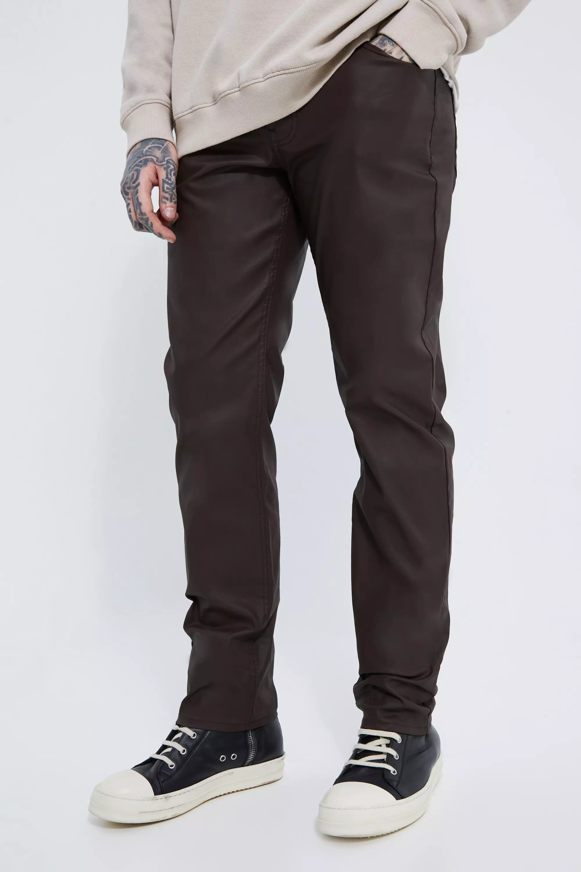 boohooMAN Men's Tapered High Rise Trouser with Belt Loops