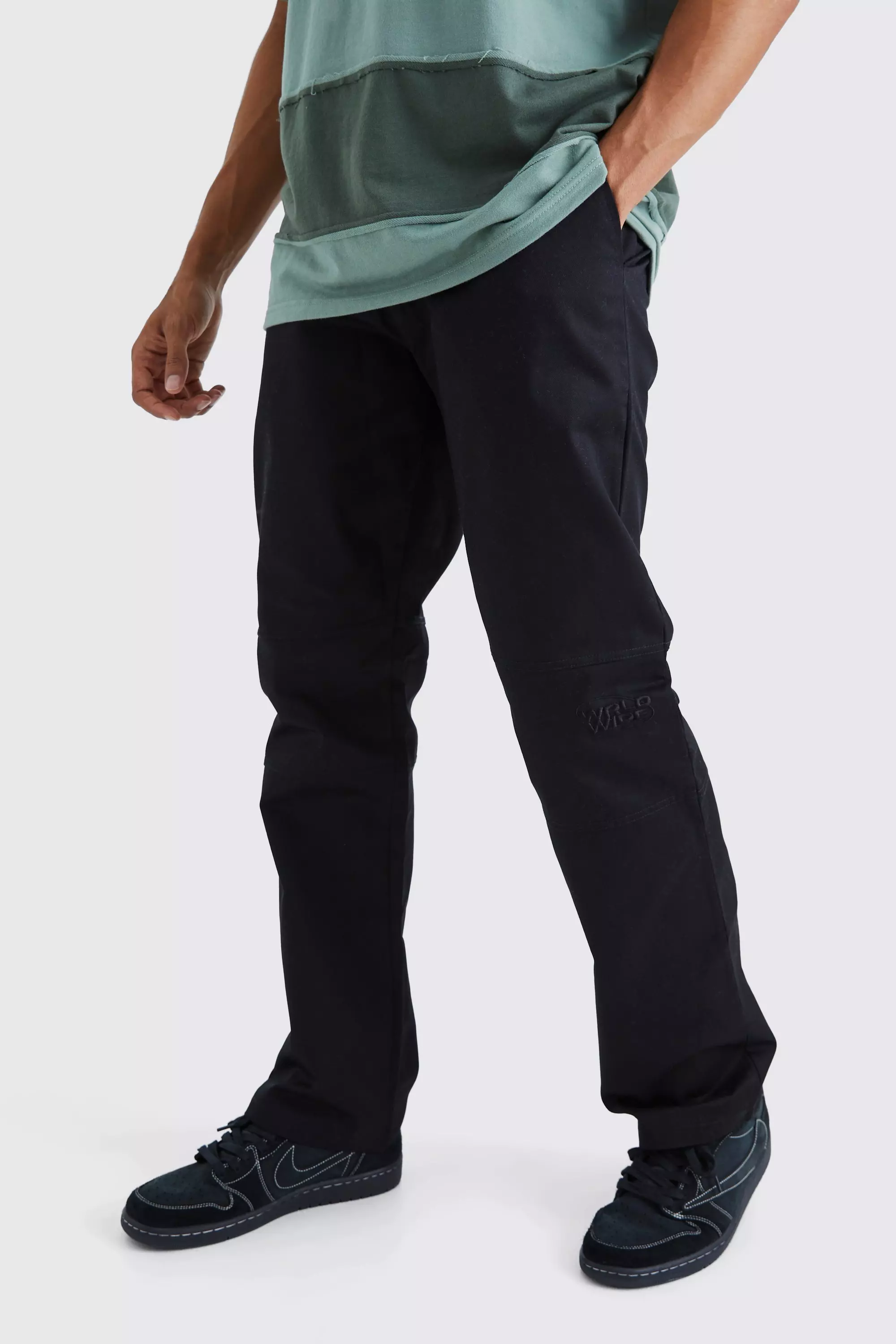Fixed Waist Relaxed Fit Pants Black