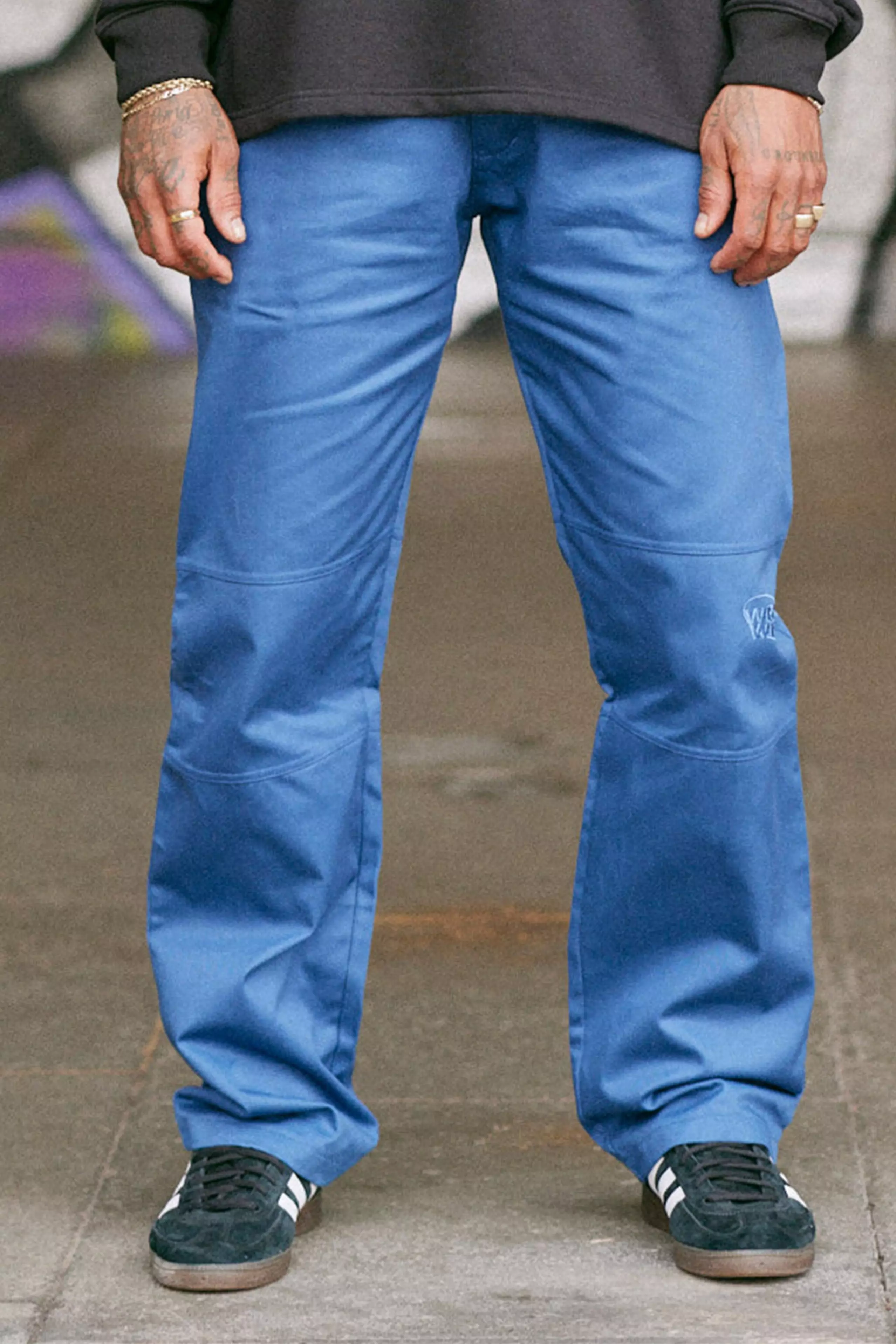 Navy Fixed Waist Relaxed Fit Pants alternative image