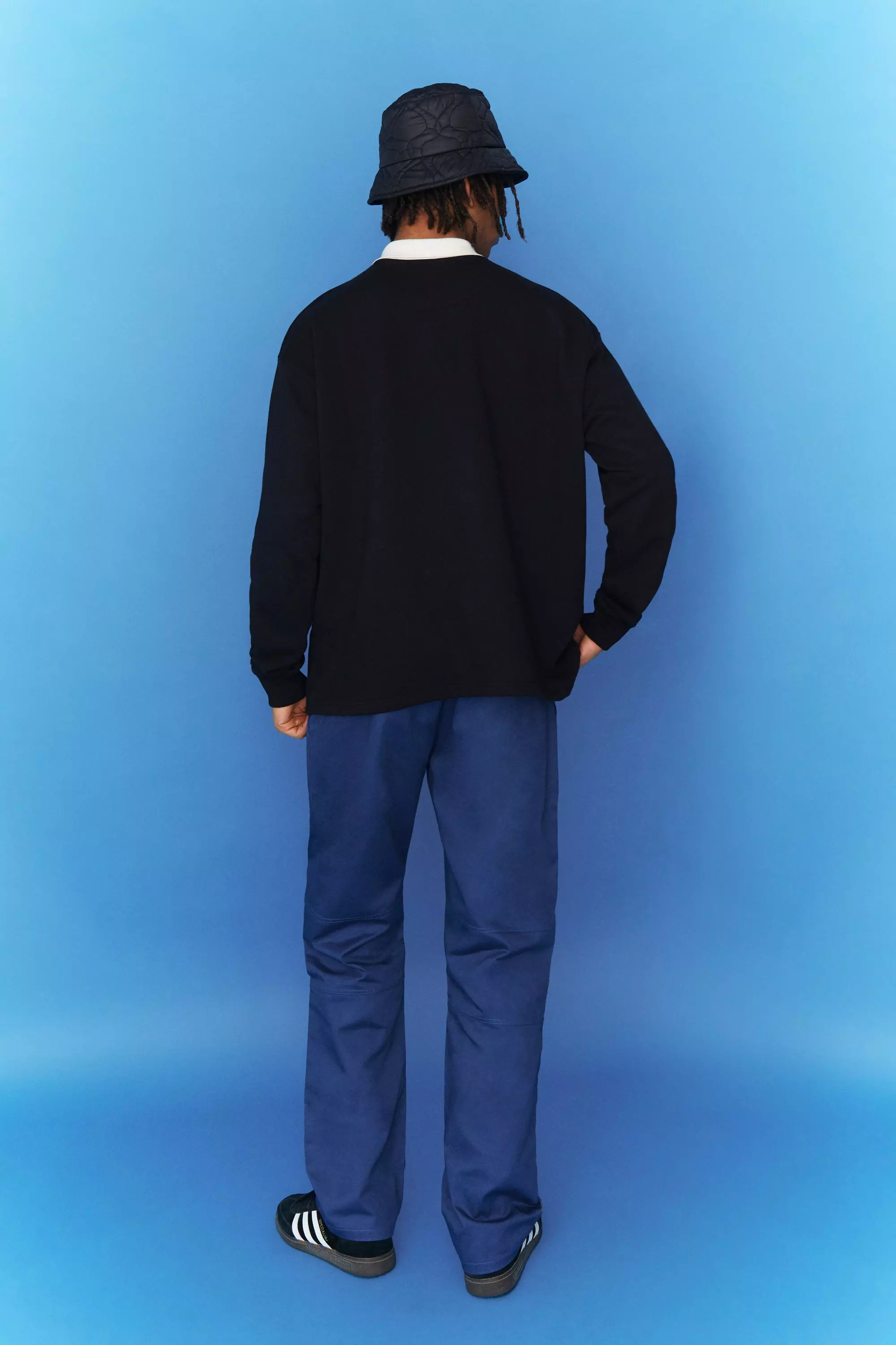 Navy Fixed Waist Relaxed Fit Pants alternative image
