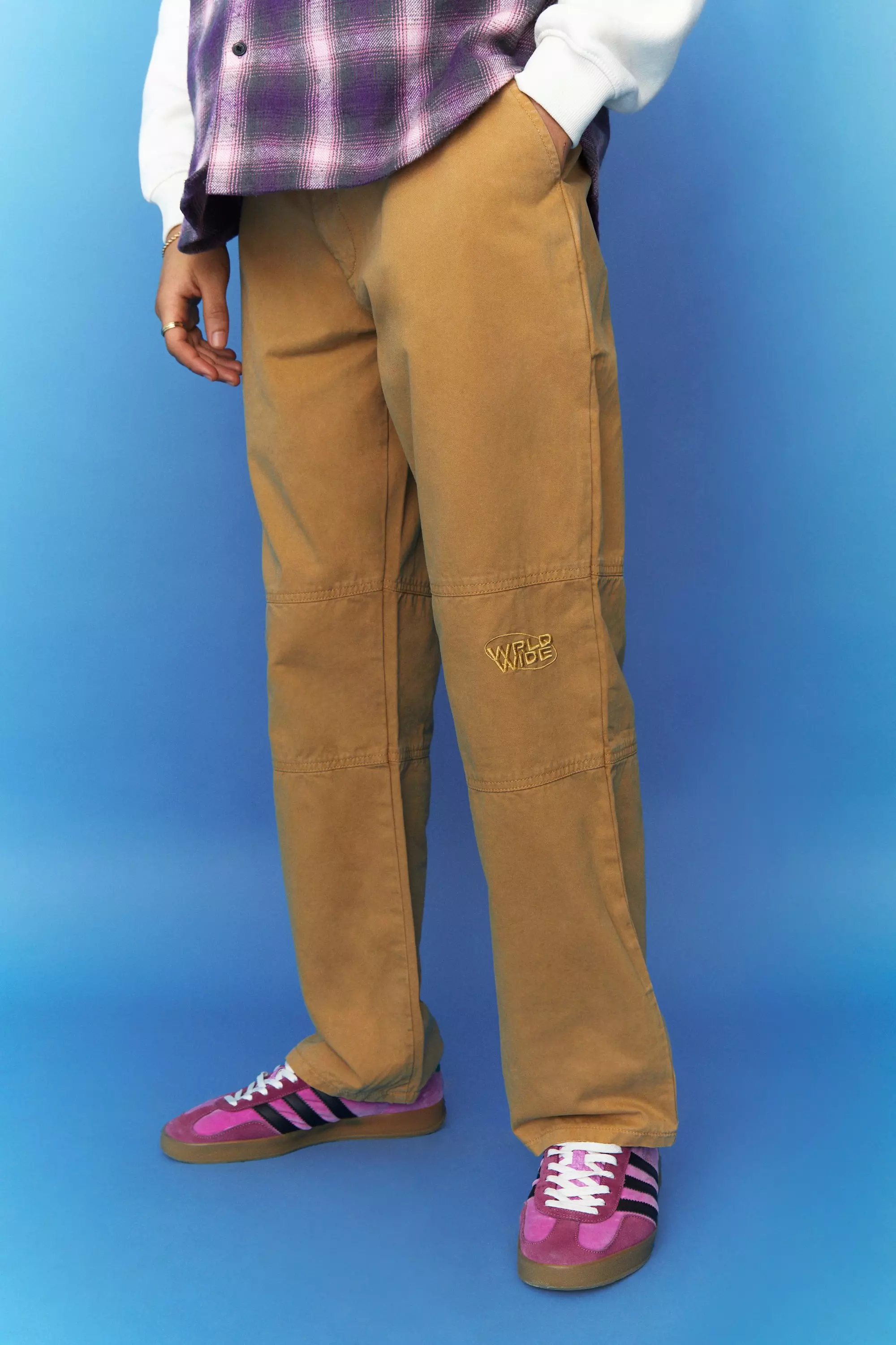 Fixed Waist Relaxed Fit Pants Tan