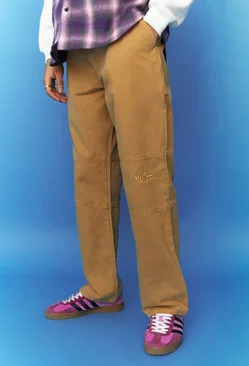 Tan Brown Fixed Waist Relaxed Fit Pants