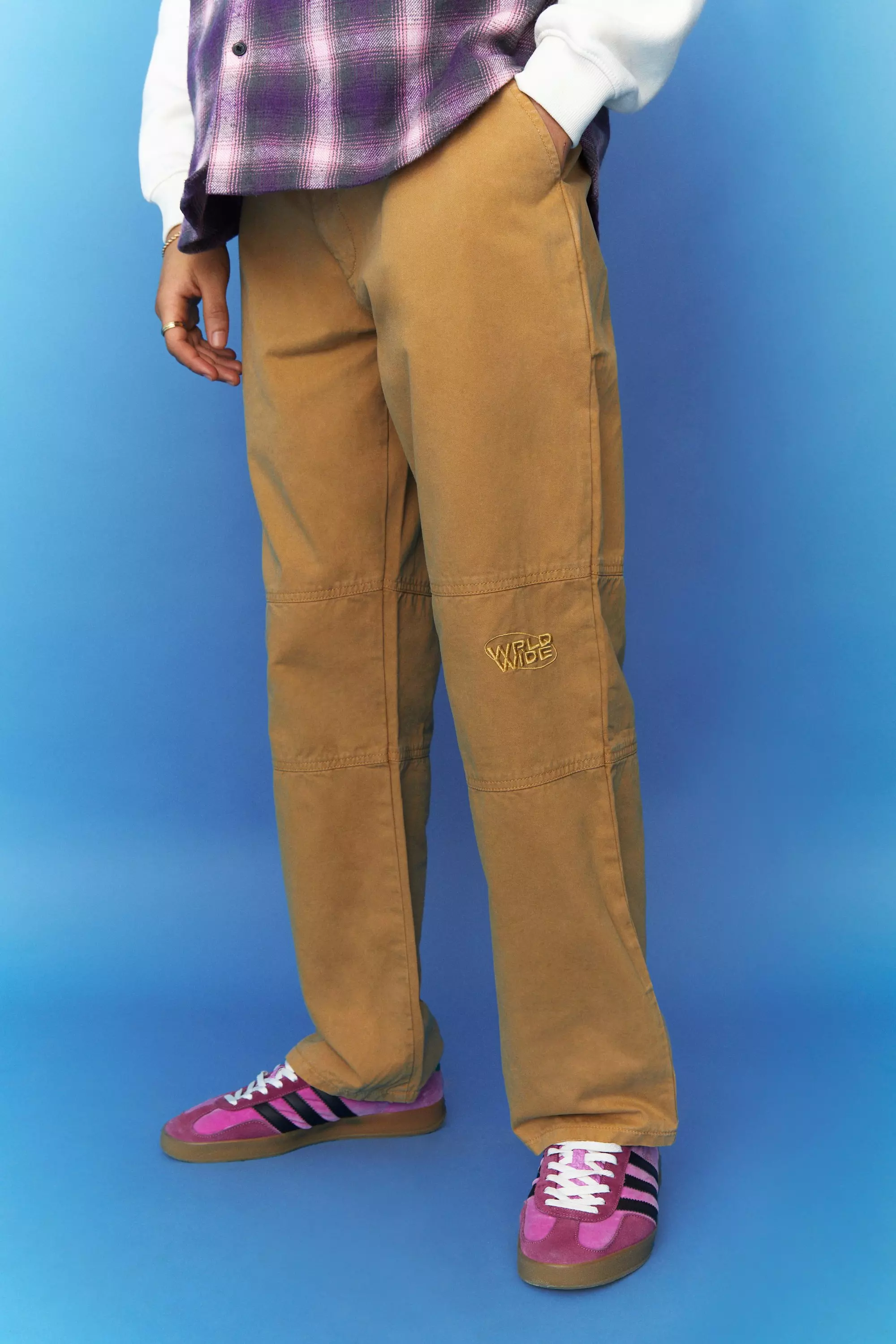 Tan Brown Fixed Waist Relaxed Fit Pants