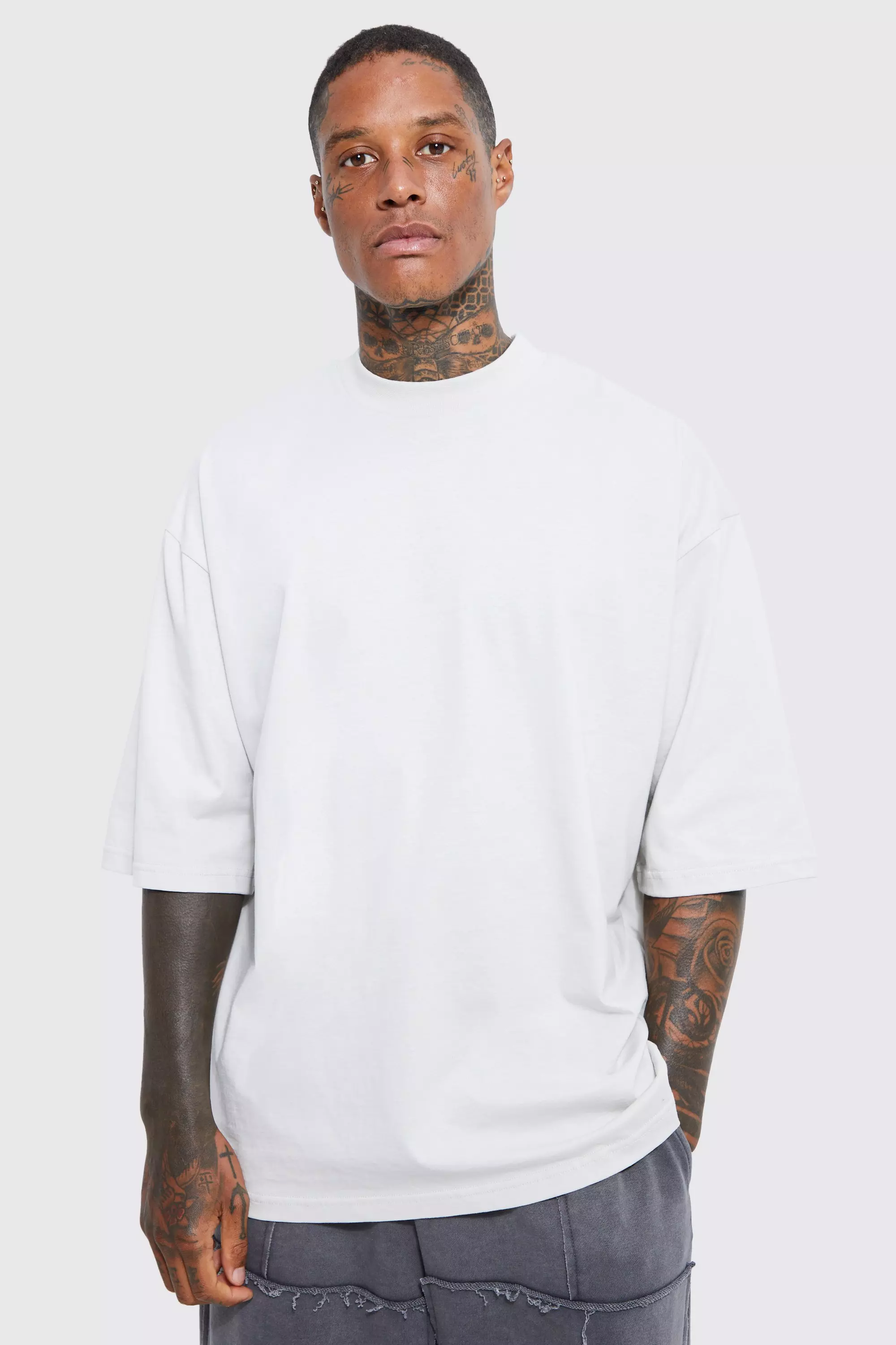 Oversize T-Shirt mit 1/2 Ärmeln, Light grey alternatives Bild
