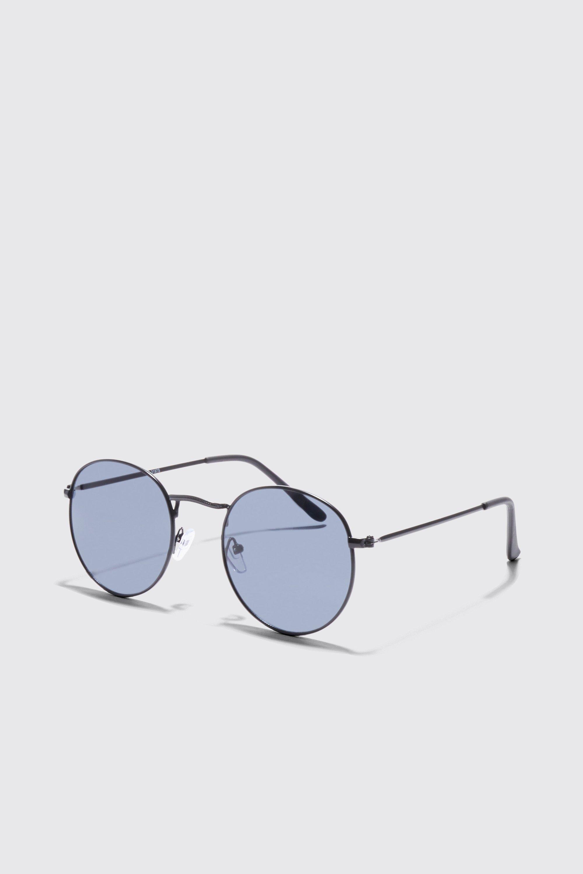 boohooMAN Men's Round Metal Sunglasses