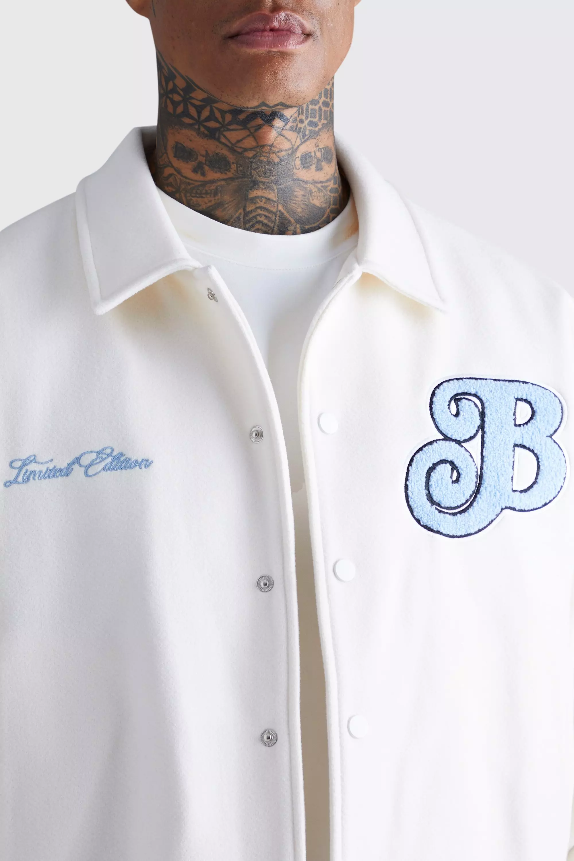 Boxy Melton Varsity Jacket | boohooMAN USA
