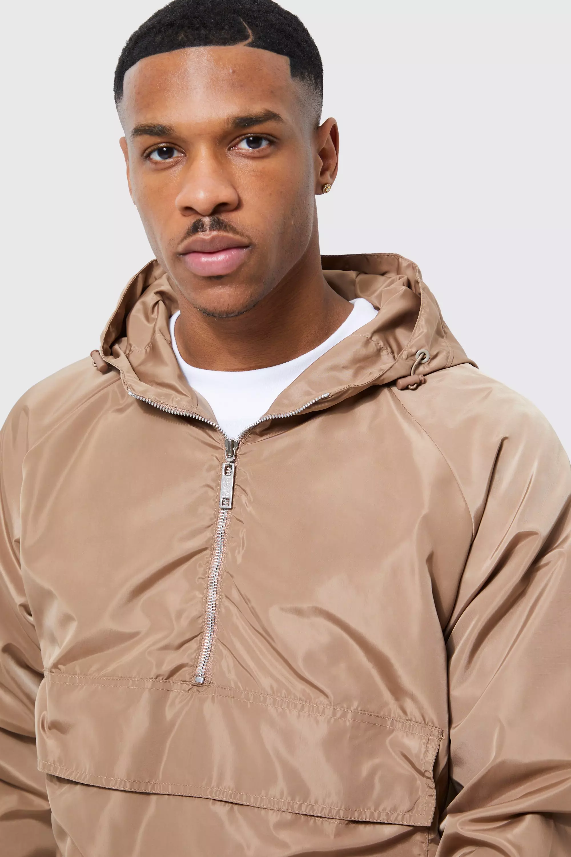 Overhead Hooded Windbreaker boohooMAN USA