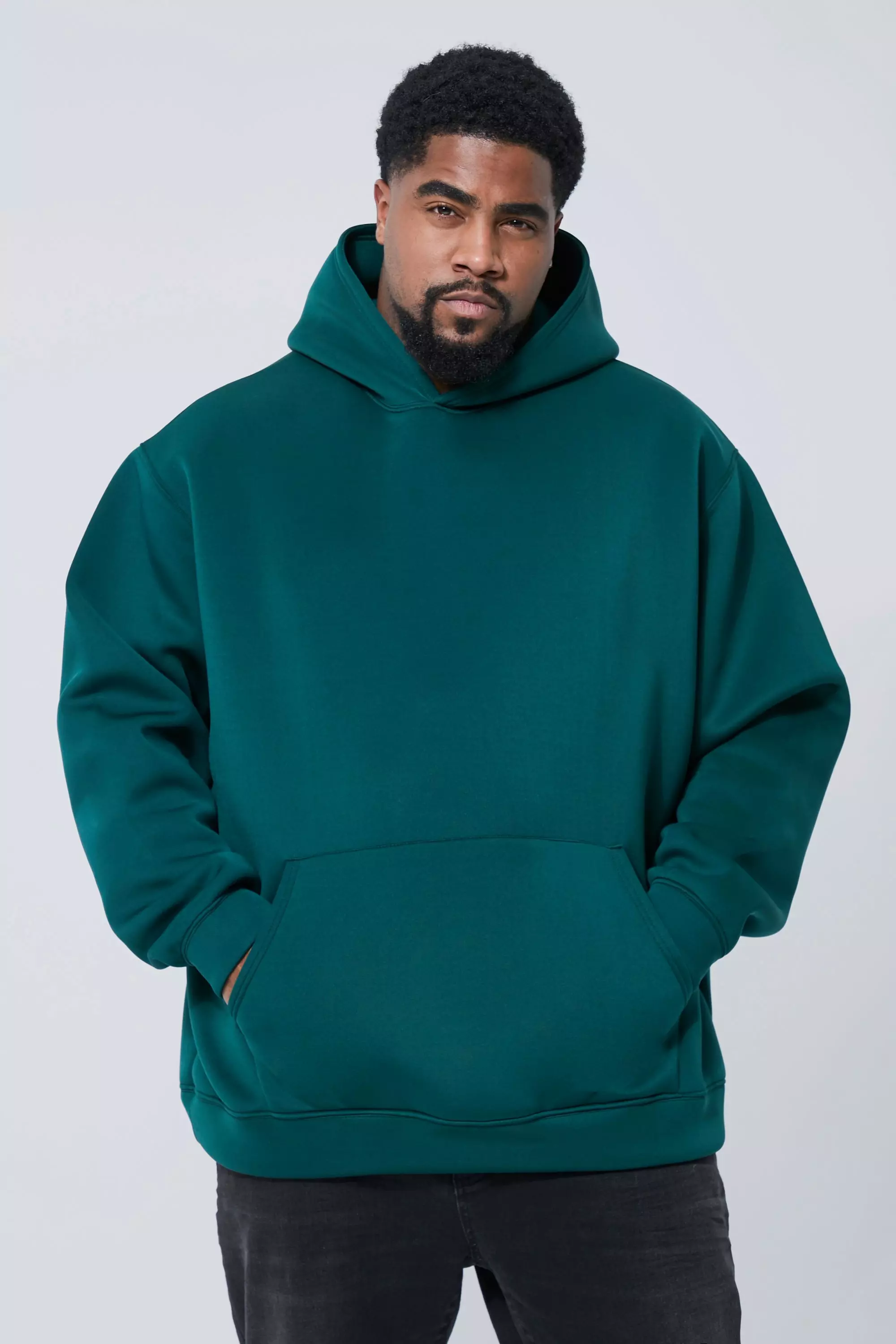Plus Oversized Bonded Scuba Hoodie Forest