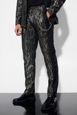 Bronze Slim Zebra Suit Trousers With Chain