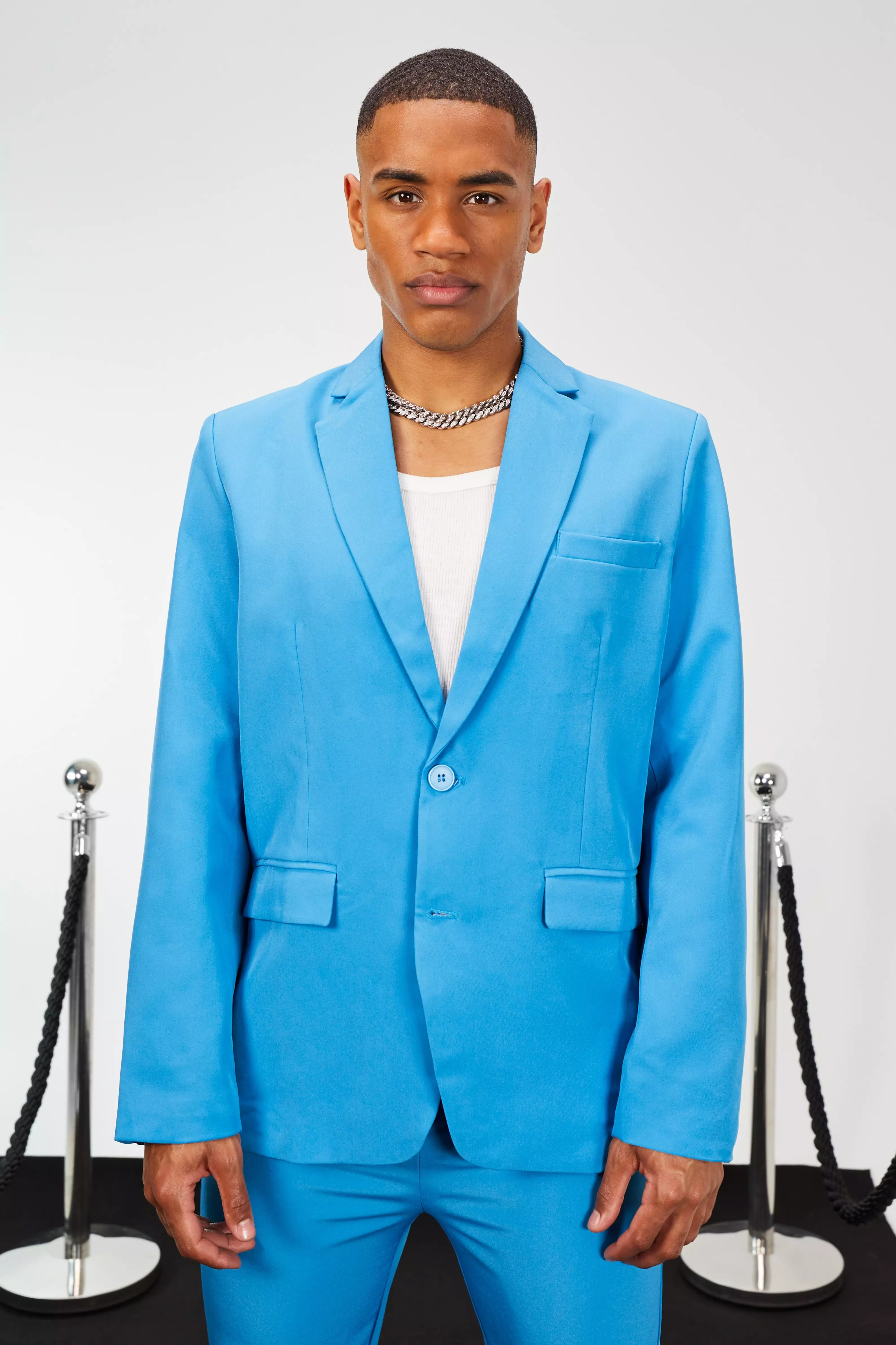 Blue Oversized Single Breasted Suit Jacket alternative image