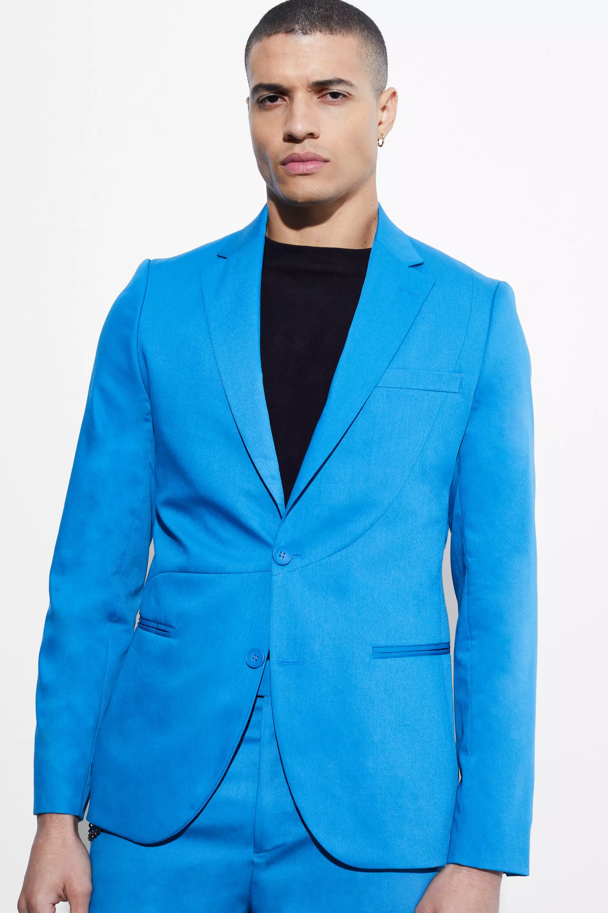 Blue Oversized Single Breasted Suit Jacket alternative image