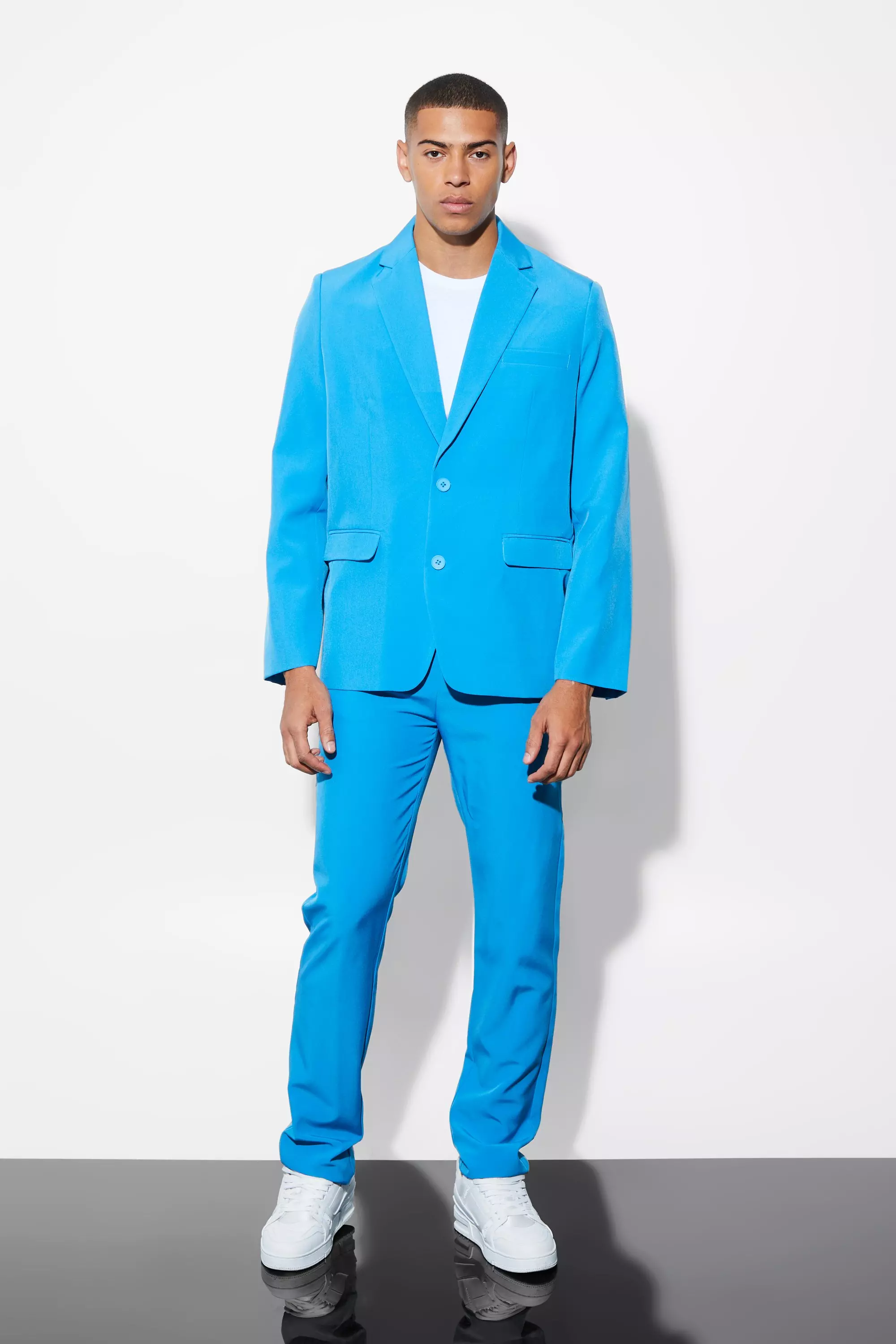 Blue Oversized Single Breasted Suit Jacket alternative image