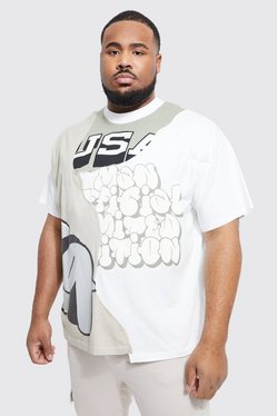Geavanceerde bevestig alstublieft Buitengewoon Plus Oversized Spliced Varsity T-shirt | boohooMAN USA