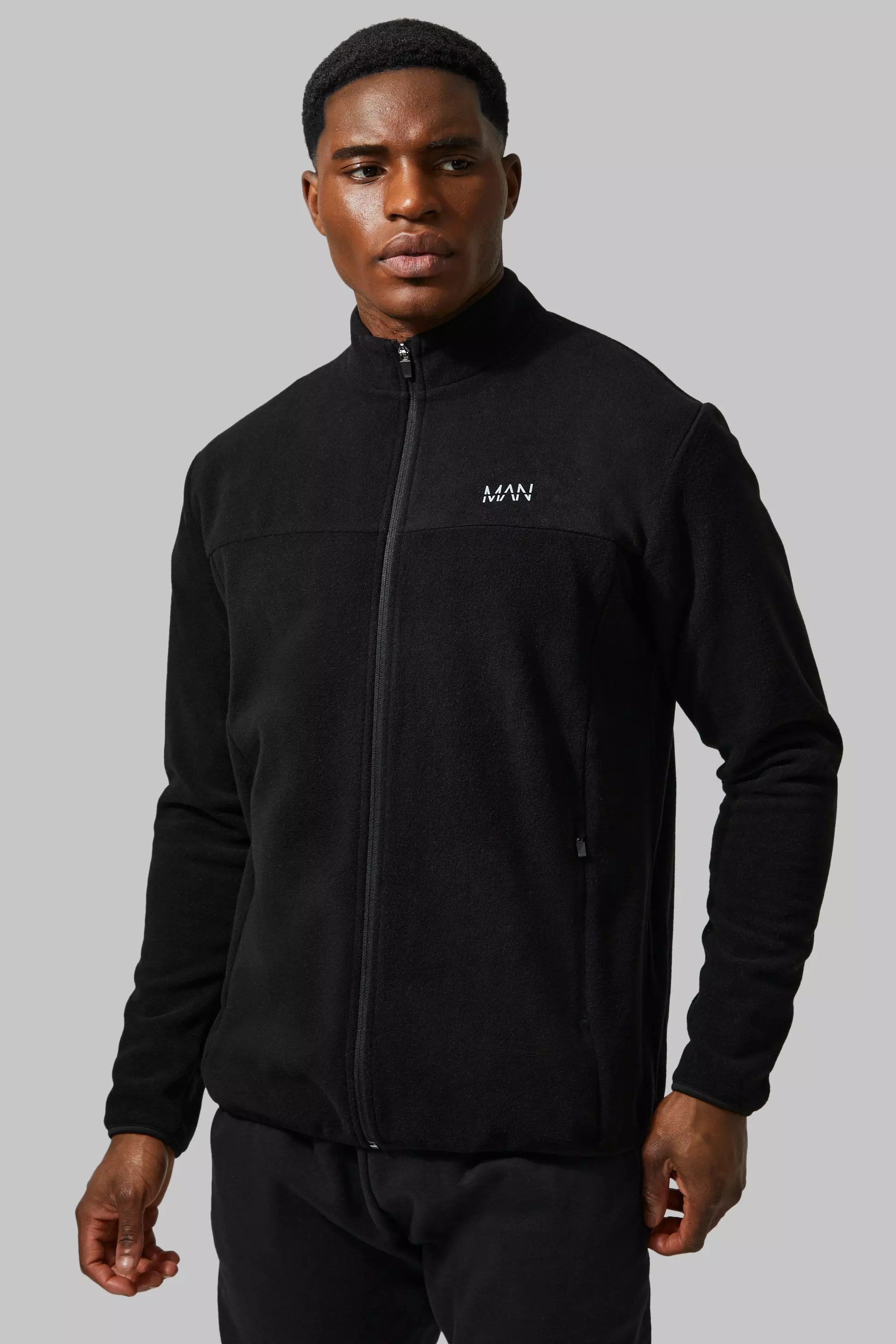 Man Active Polar Fleece Track Jacket boohooMAN IE