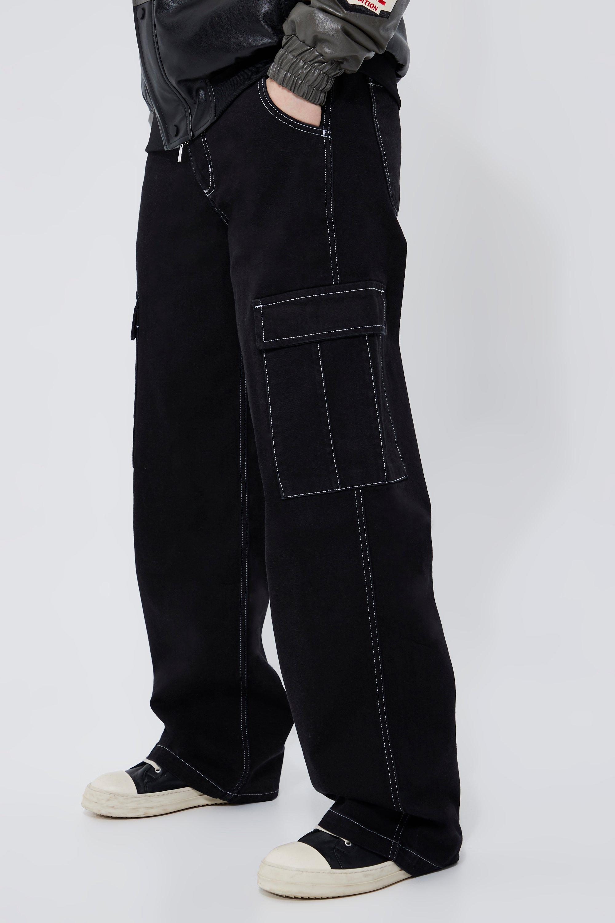 Tall Straight Leg Side Zip Hem Cargo Jeans