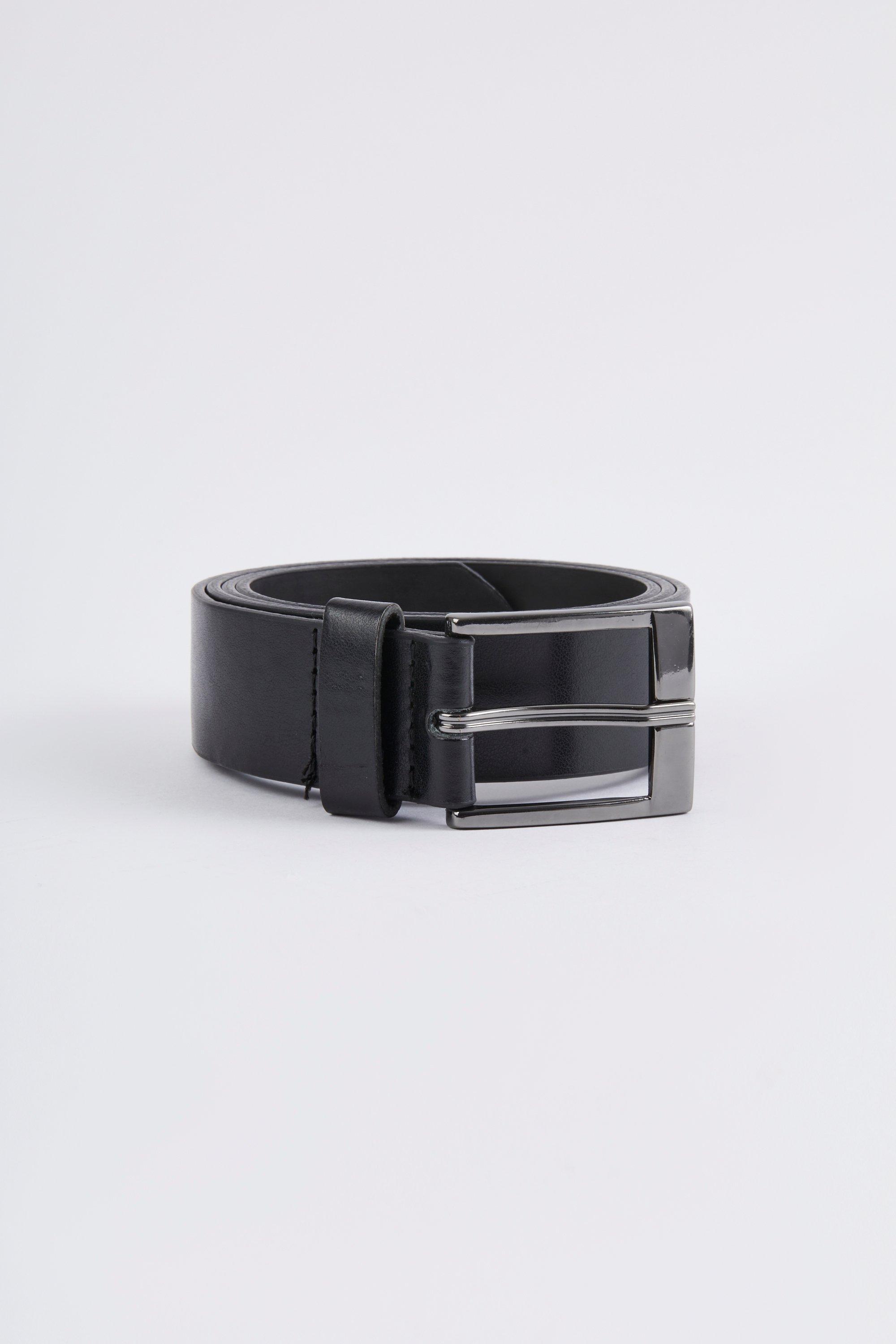 boohooMAN Gold Buckle Faux Leather Belt - Black - Size L