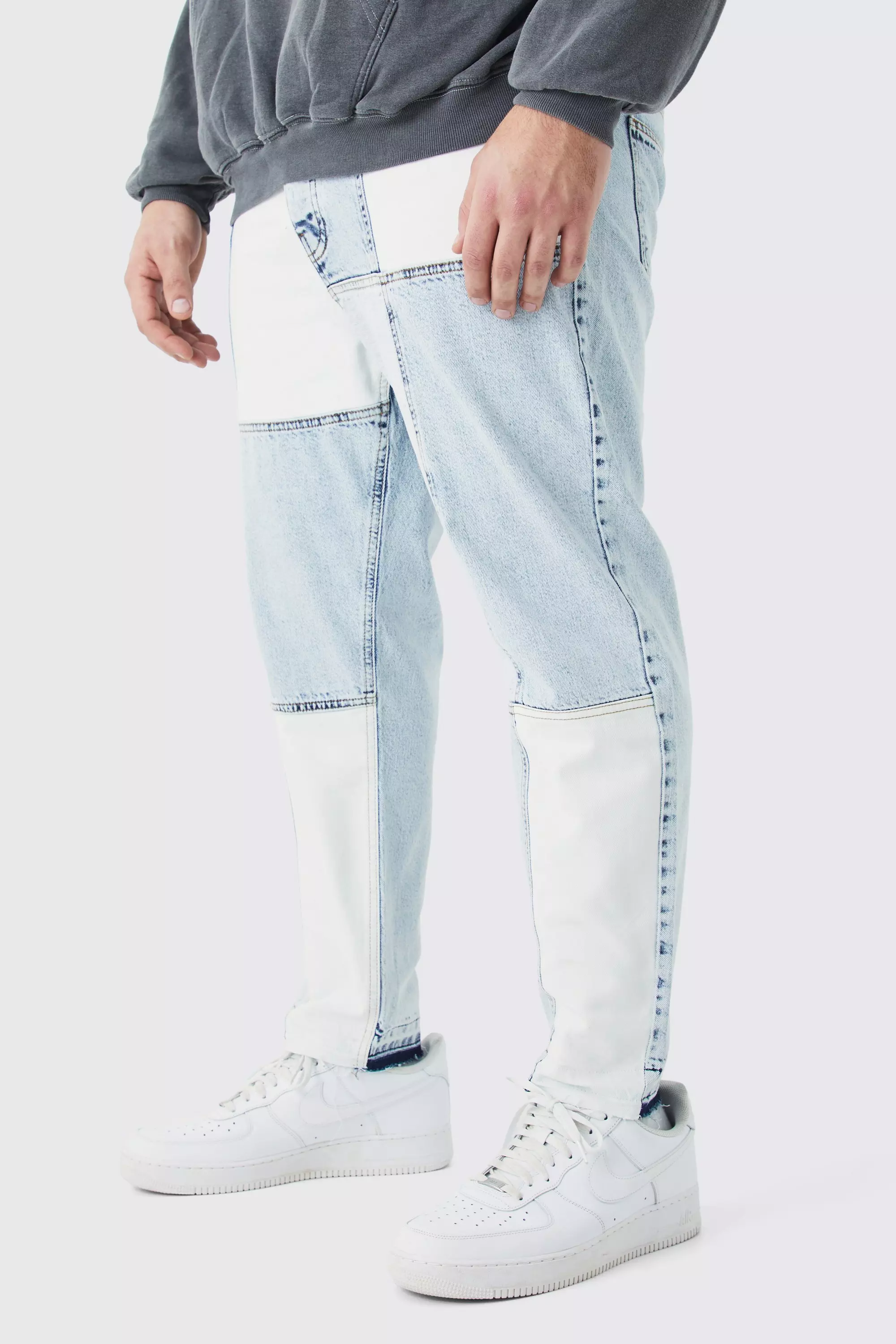 Plus Tapered Patchwork Jeans Ice blue