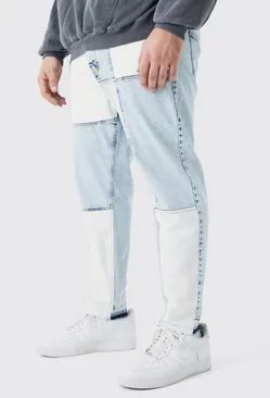 Plus Tapered Patchwork Jeans Ice blue