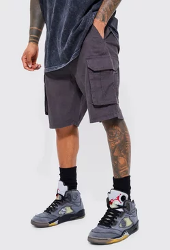 Charcoal Grey Relaxed Fixed Waist Cargo Short