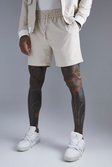 Beige Elasticated Linen Shorts