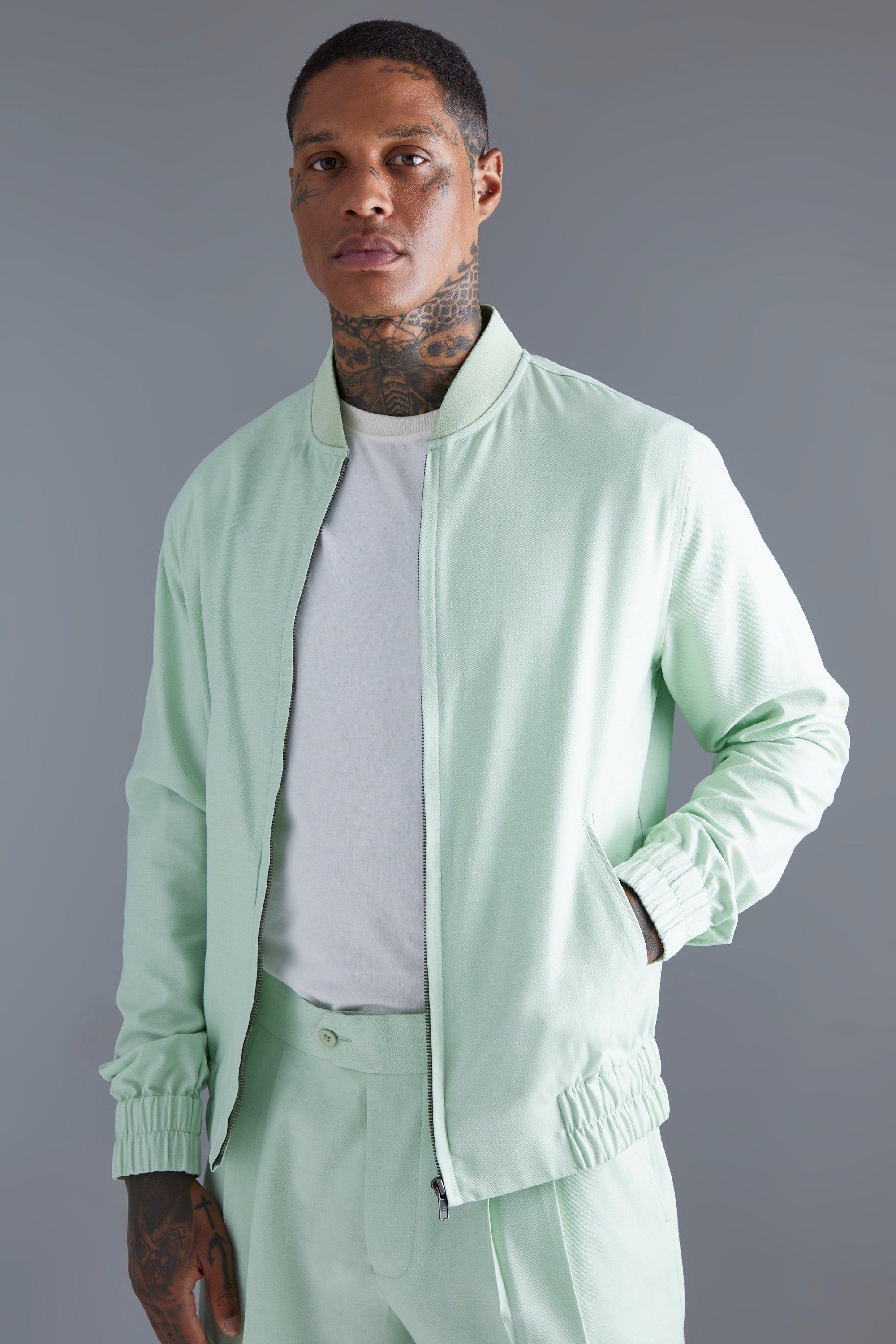 Light green Linen Bomber