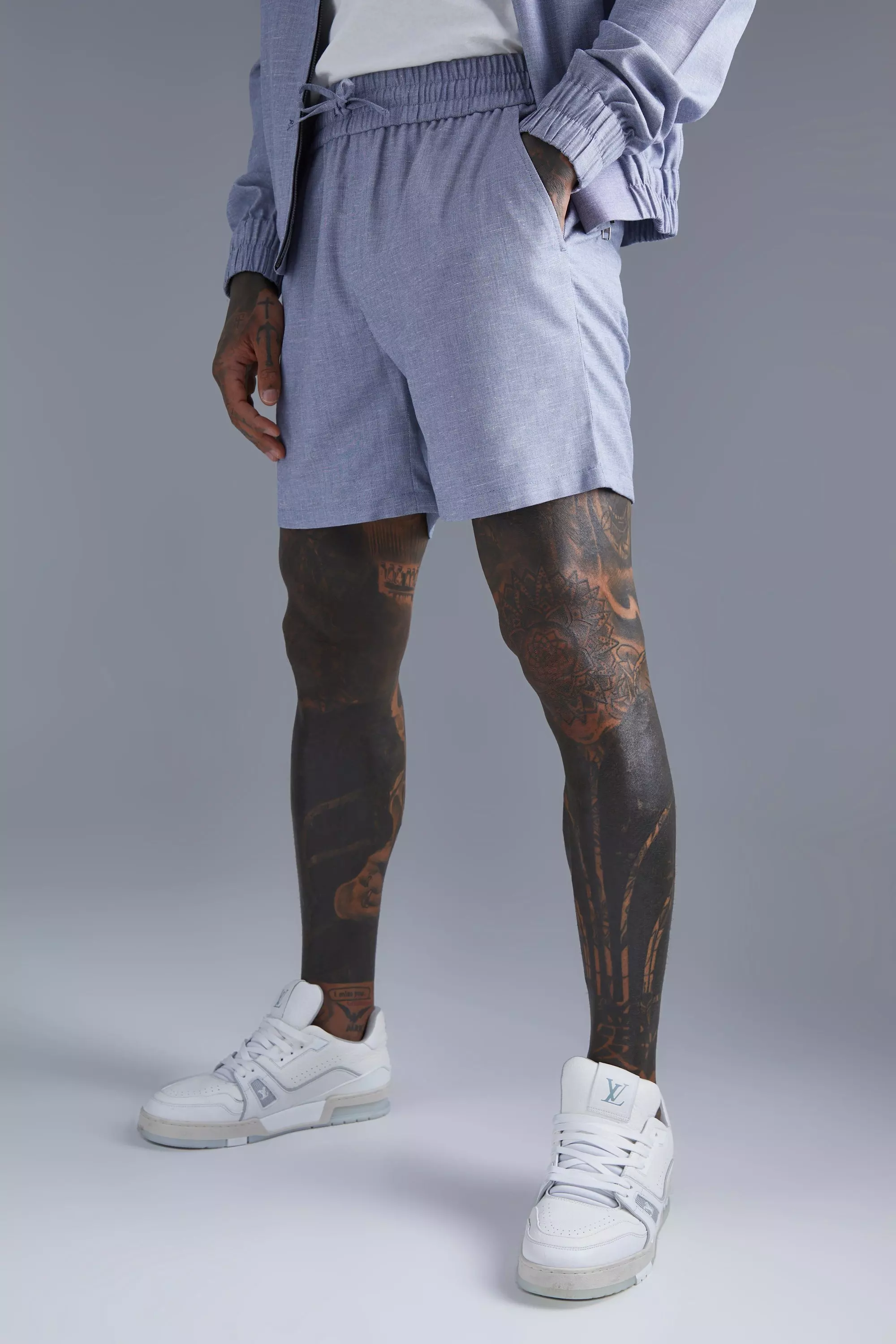 Linnen Bomberjack En Shorts Set alternatieve afbeelding