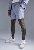 Navy Elastische Linnen Shorts