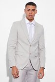 Taupe Skinny Single Breasted Linen Suit Jacket